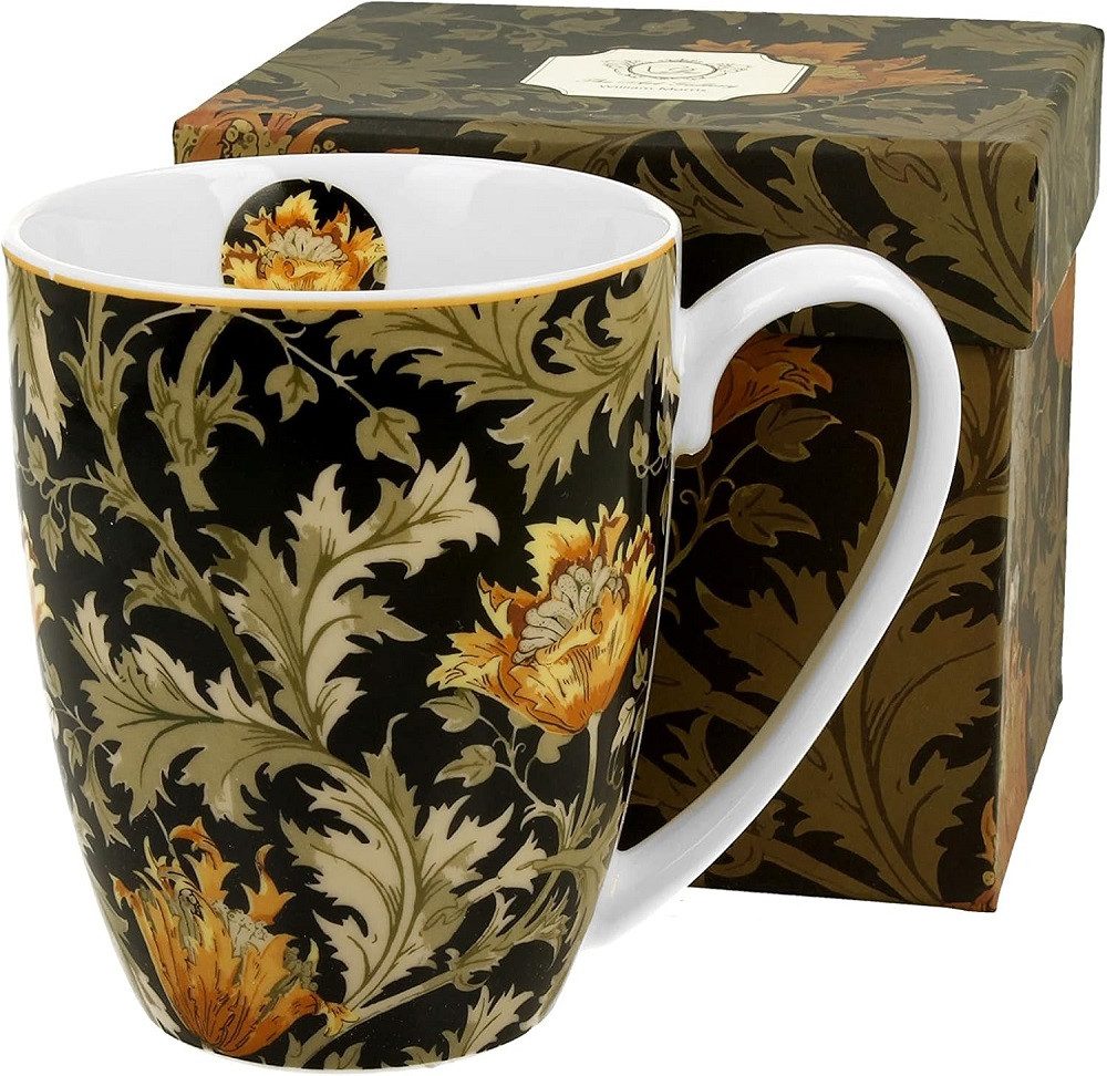 Duo-Gift Becher Porzellan Sommer, Tieren, Vogel, Blumen. Planzen, Motiv, Porzellan Tassa ca. 350 ml Chrysanthemum Blumen, Sommer Kollektion - inspiriert William Morris, Vogel, Suovenir, Ideal als Geschenk, Sammlung, Dekoration