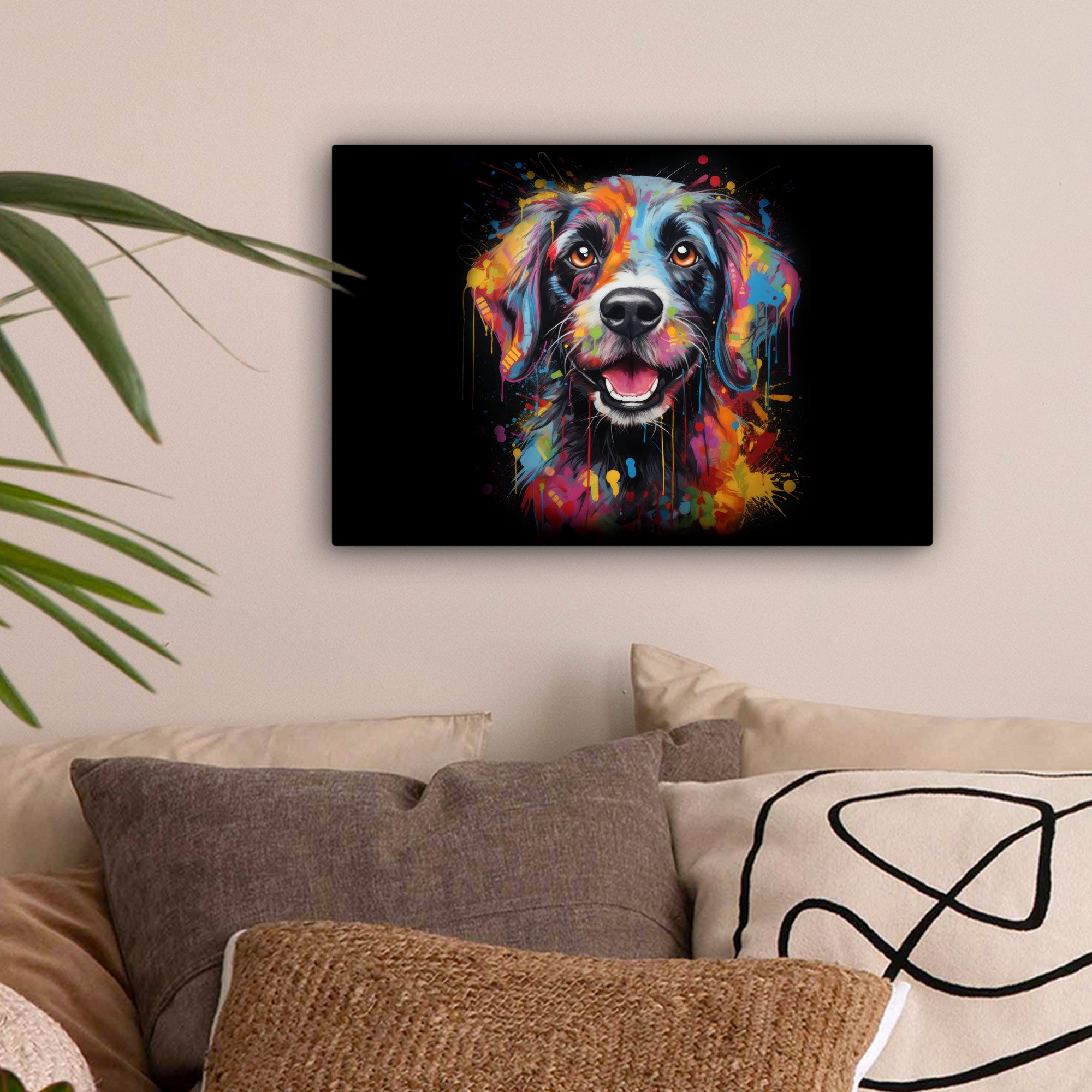 OneMillionCanvasses® Leinwandbild Graffiti - Hund - günstig online kaufen