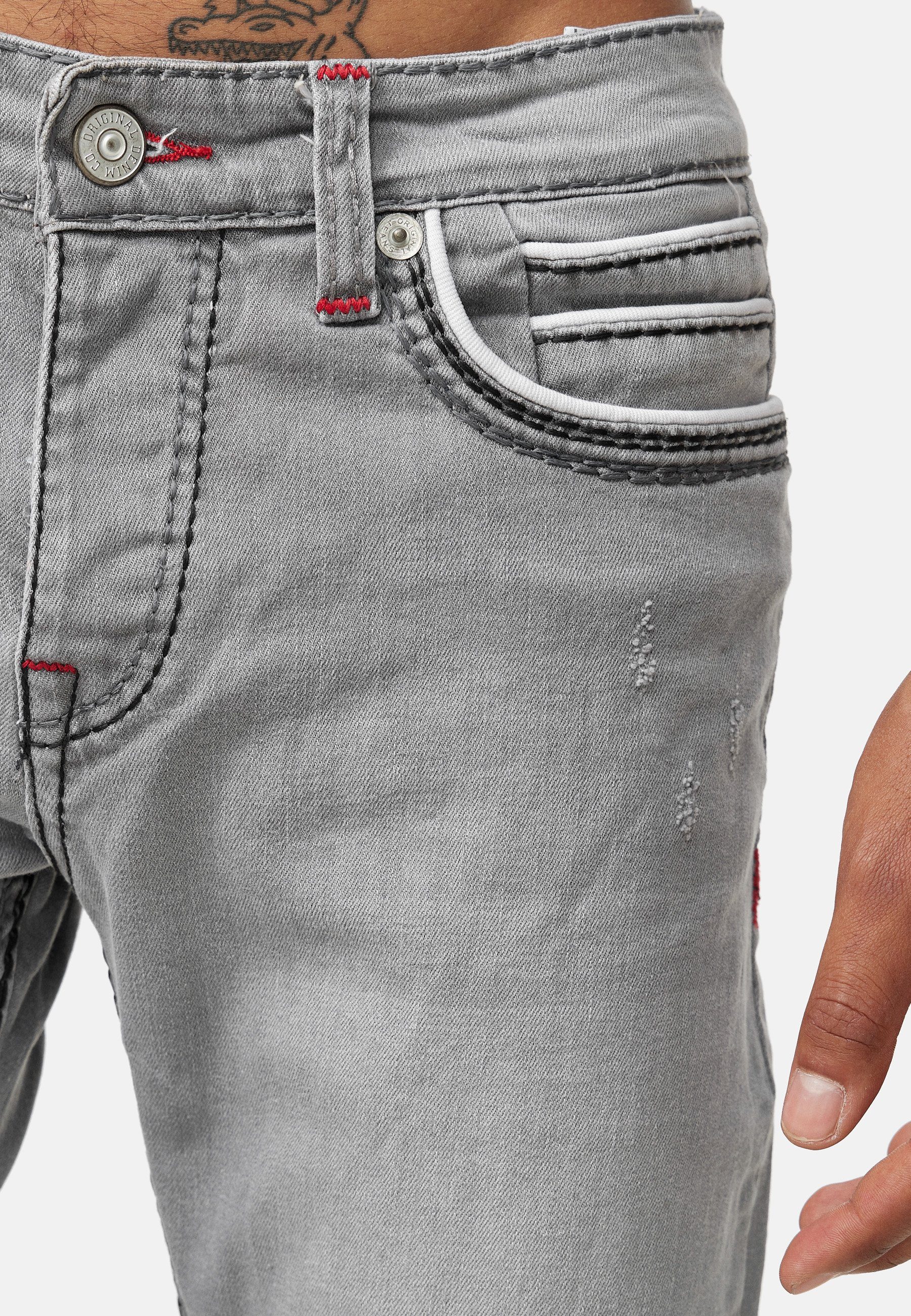 Herren Jeans Modell Code47 3337 Grau Regular-fit-Jeans Code47