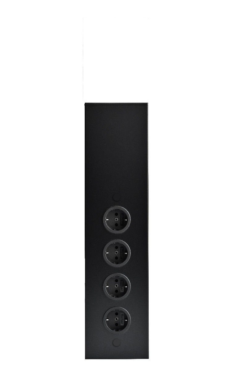 Thebo mit Teleskopstück Ecksteckdose- Aluminiumgehäuse schwarz Mehrfachsteckdose