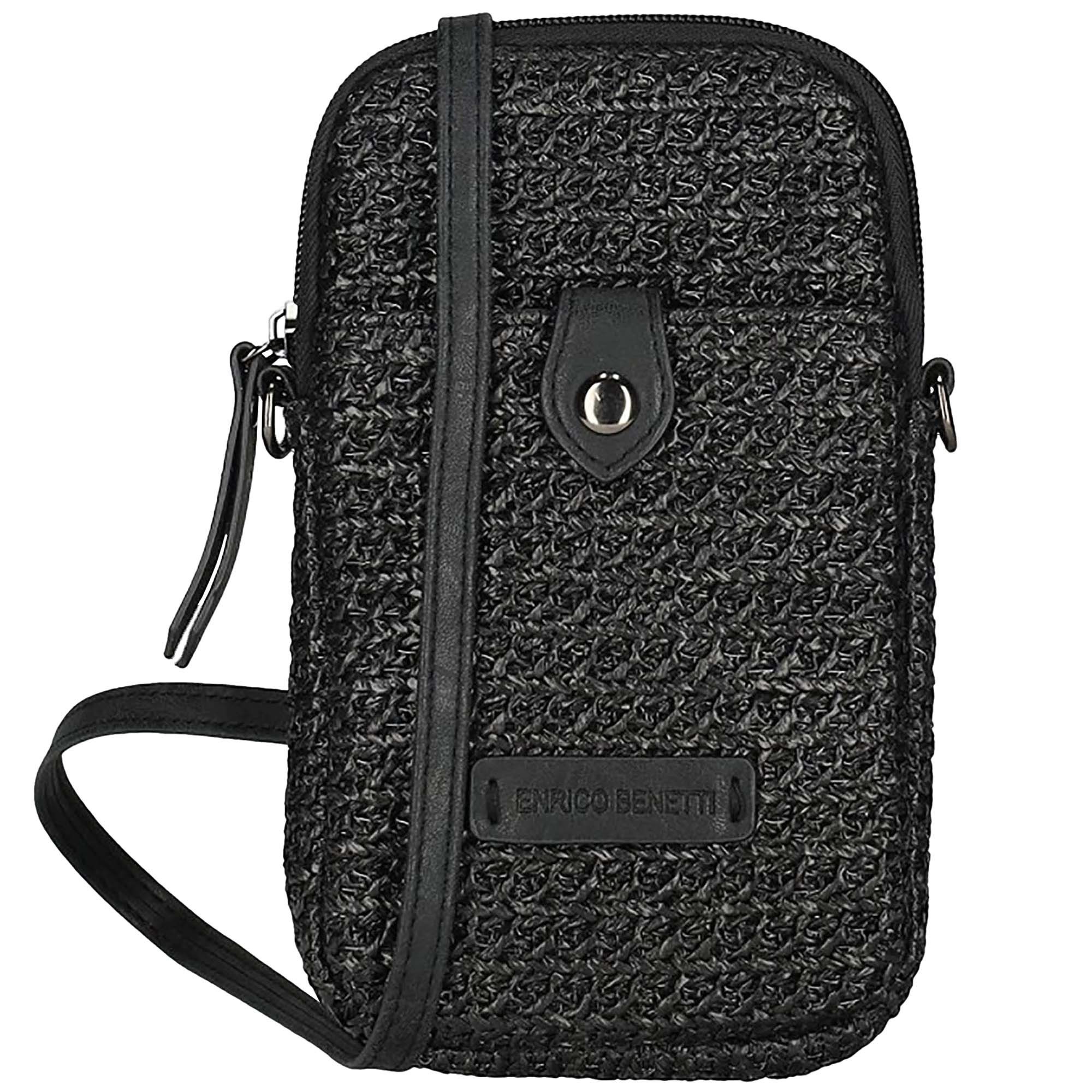 Enrico Benetti Handytasche zum umhängen Kleine Handyumhängetasche (Crossbody Tasche Damen, in toller Bastoptik), Kompatibel mit Apple iPhone 13, 14, 15, 16 Pro, Pro Max, Plus