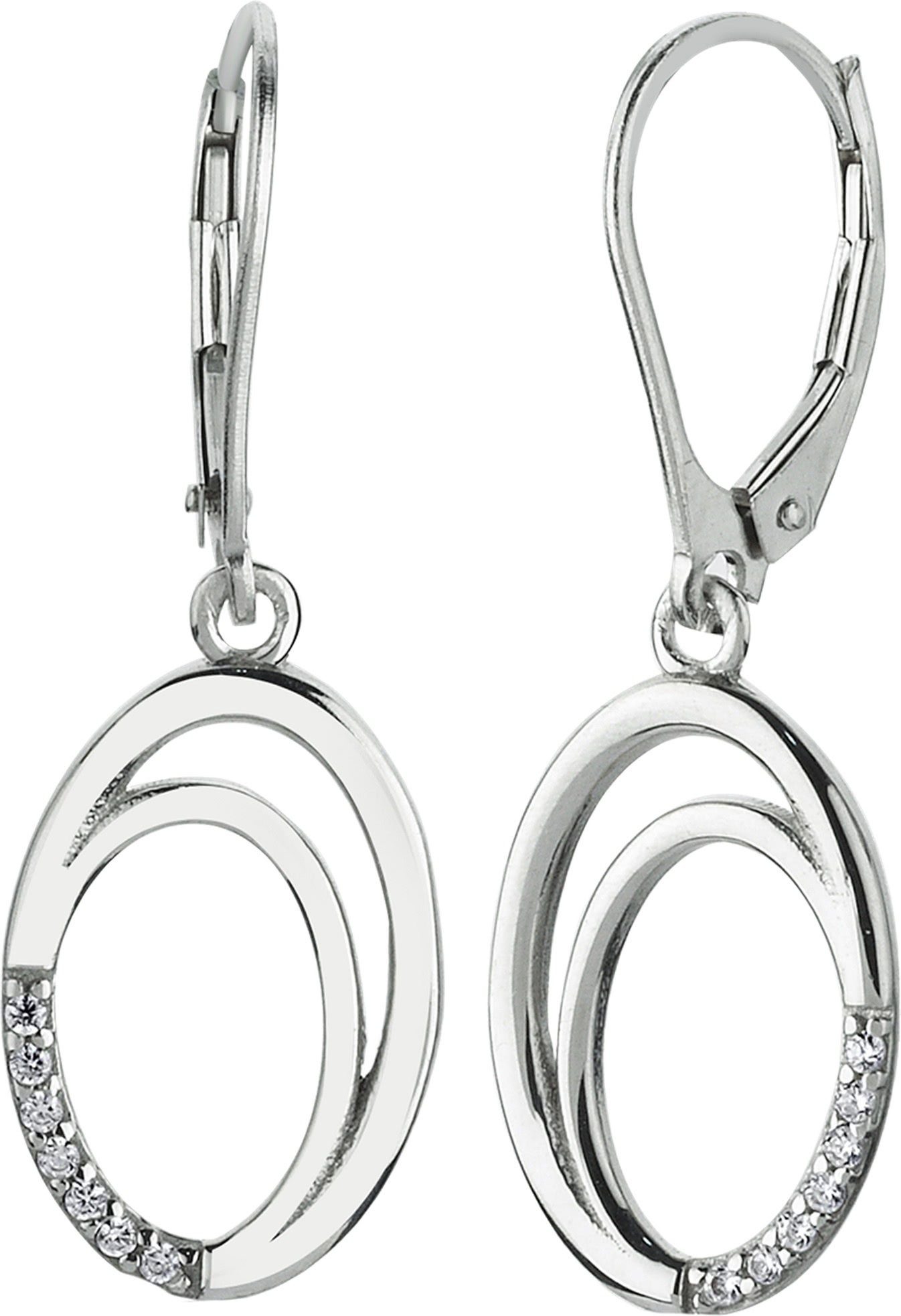 Balia Paar ca. Länge 925 poliert Ohrhänger Ohrhänger Damen Ohrringe 925er 3,2cm aus Damen Silber, (Ohrhänger), Doppelkreis Sterling Balia