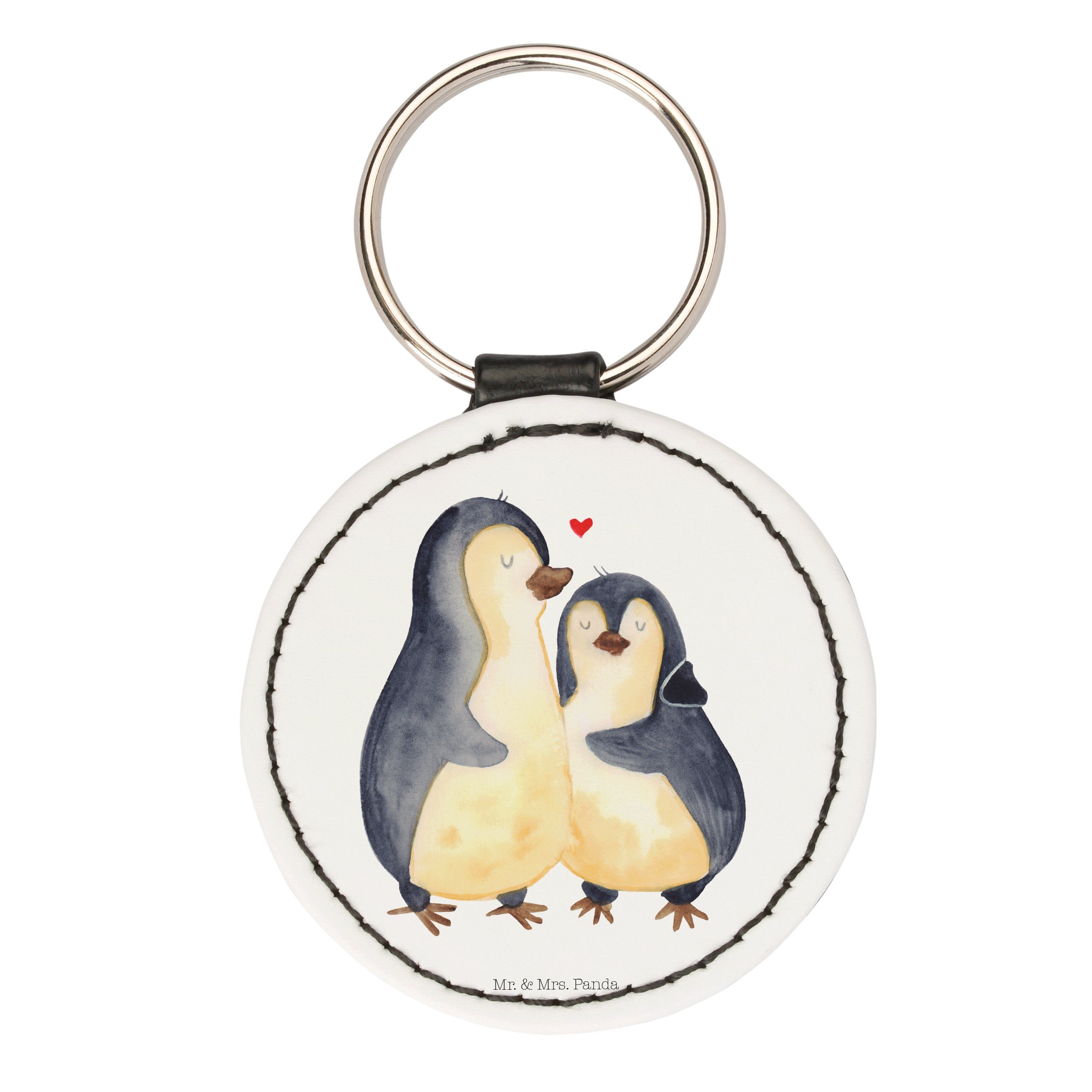 Mr. & Mrs. Panda Schlüsselanhänger Pinguin umarmen - Weiß - Geschenk, Glücksbringer, glücklich, Jahresta (1-tlg), Liebevolles Design