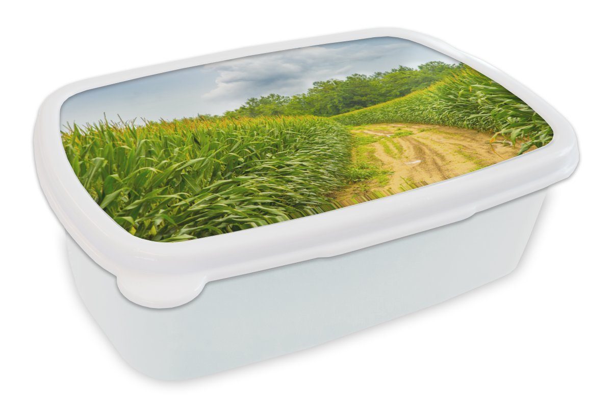 Brotdose, Lunchbox MuchoWow weiß und - und - Kinder Jungs für Dinkel Brotbox für (2-tlg), Getreide Erwachsene, Luft, Kunststoff, Mädchen