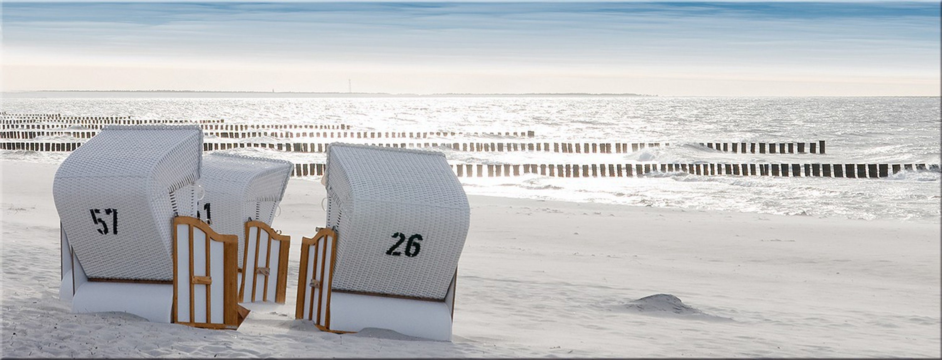 artissimo Glasbild Glasbild 80x30cm Bild aus Glas Strandkorb Strand Meer Sy günstig online kaufen