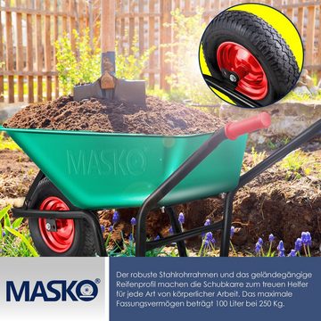 MASKO Schubkarre, Schubkarre Bauschubkarre Gartenschubkarre 100 Liter bis 250kg