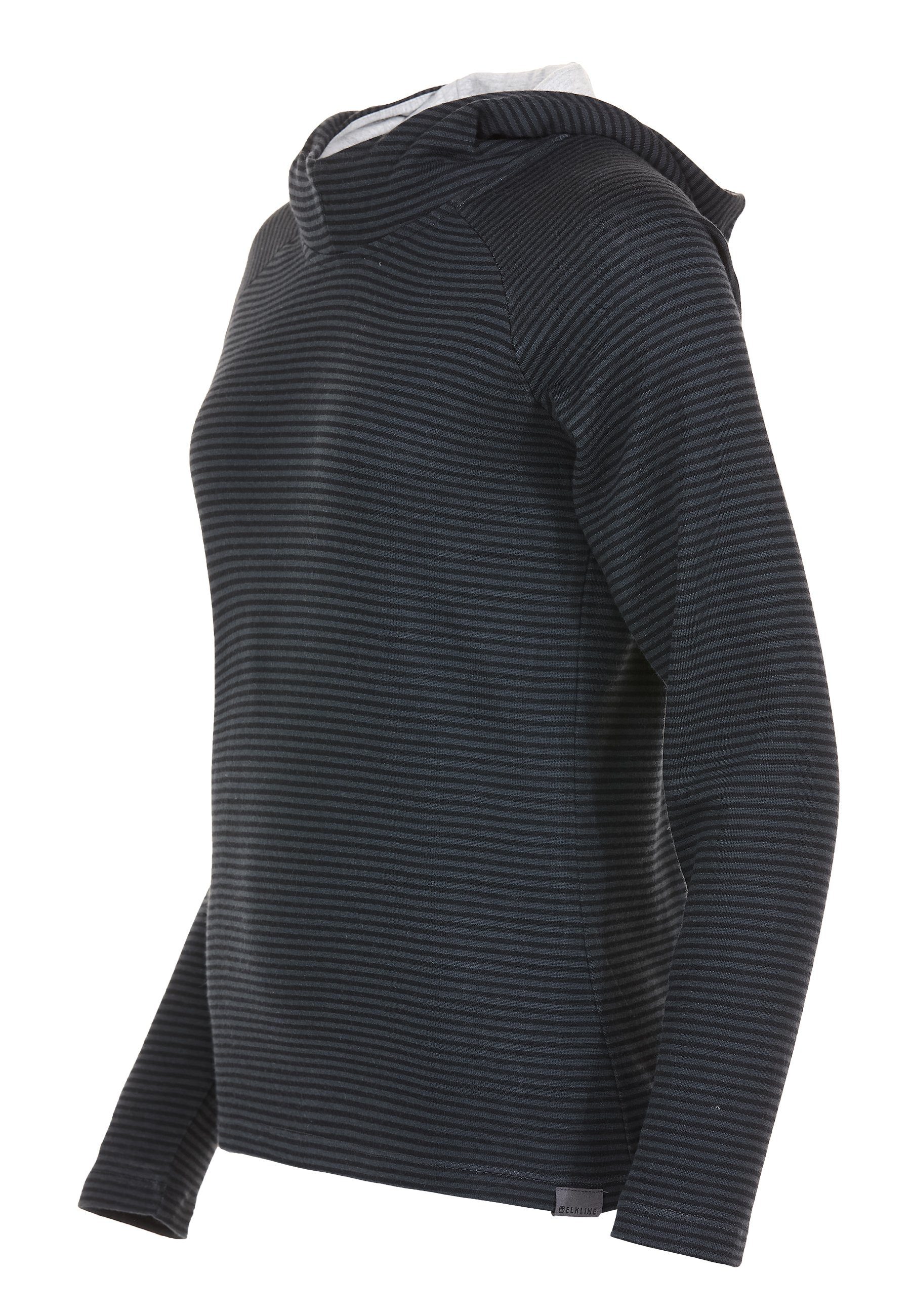 black Wetter anthra - Streifen Kapuzenpullover Sweater Hoodie tailliert leicht Elkline