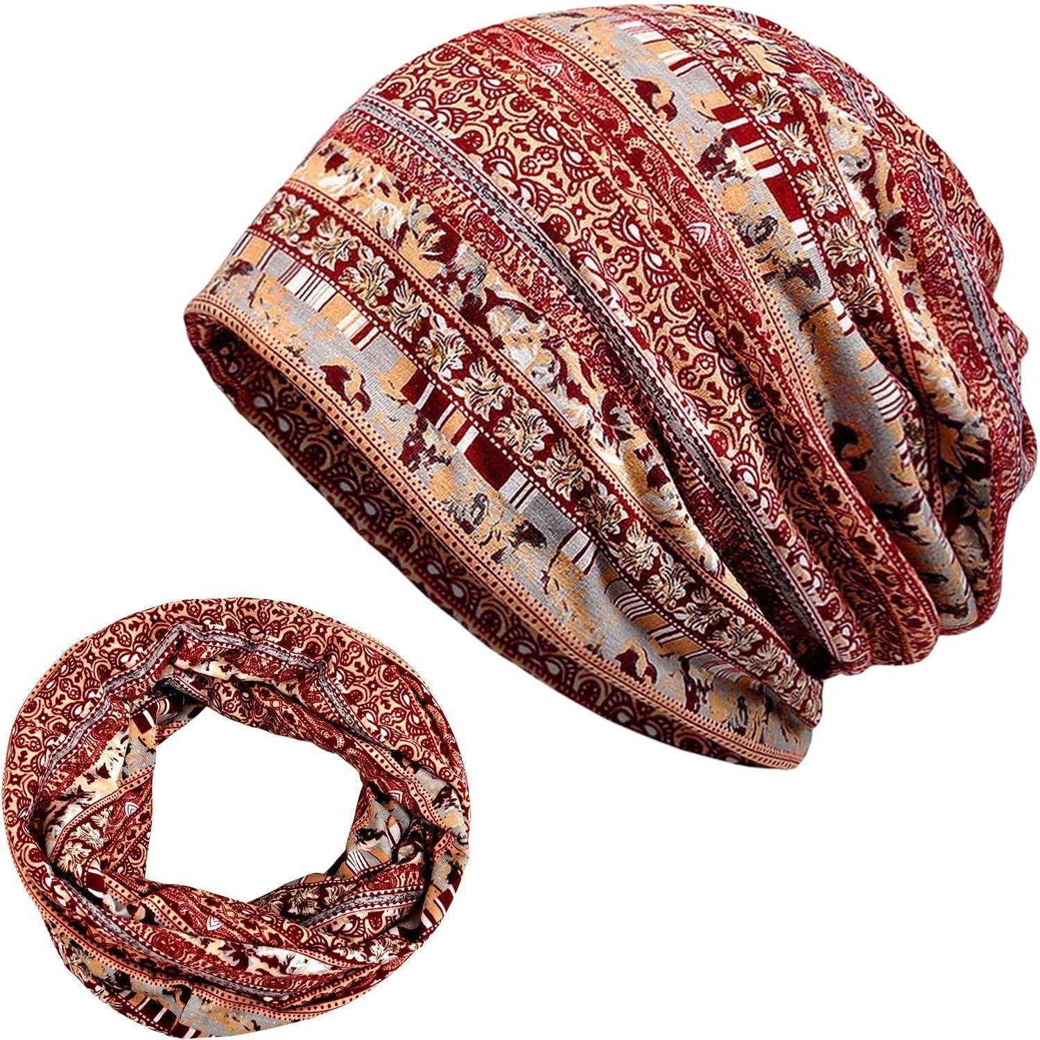LuxusKollektion Beanie Mütze Beanie rot Retro-Muster Ganzjährig atmungsaktiv (1-St)