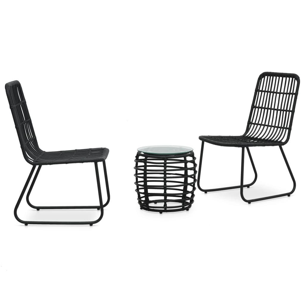 vidaXL Gartenlounge-Set 3-tlg. Bistro-Set Poly Rattan Schwarz, (3-tlg)