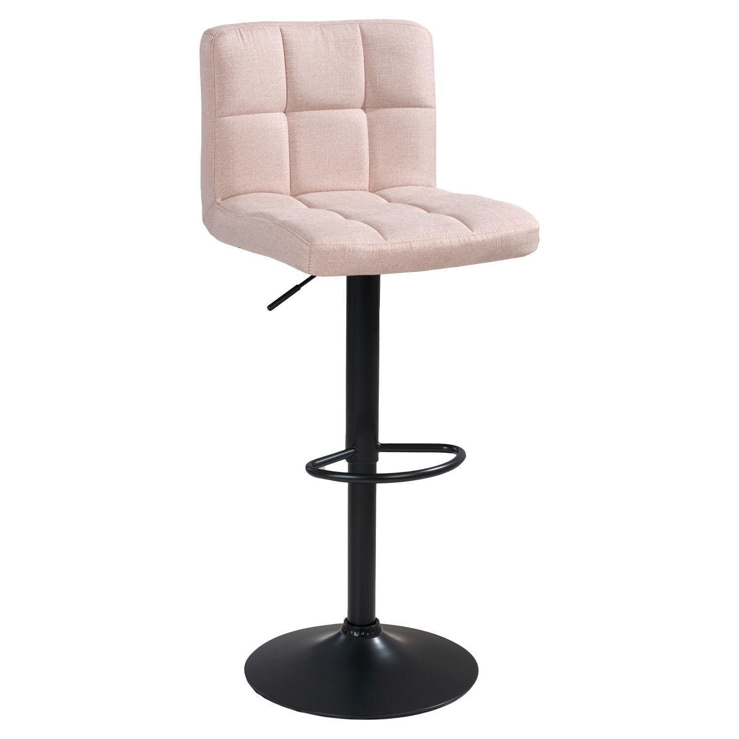 Home4You Barhocker, Beige, Schwarz, Webstoffbezug, Metallgestell, Höhenverstellbar, B 45 x H 94 x T 45 cm