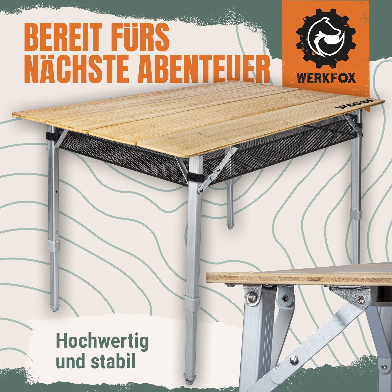 Werkfox Campingtisch aus Bambus (Beistelltisch für günstig online kaufen