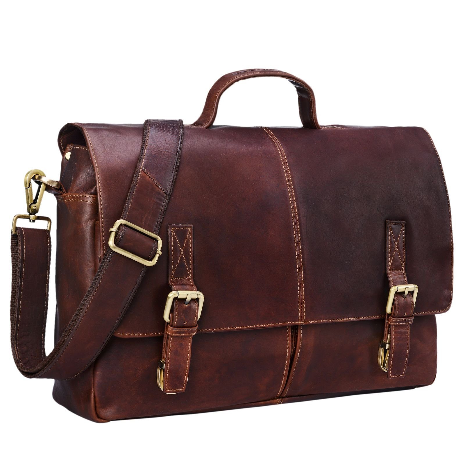 STILORD Laptoptasche "Manuel" Leder Aktentasche Herren groß