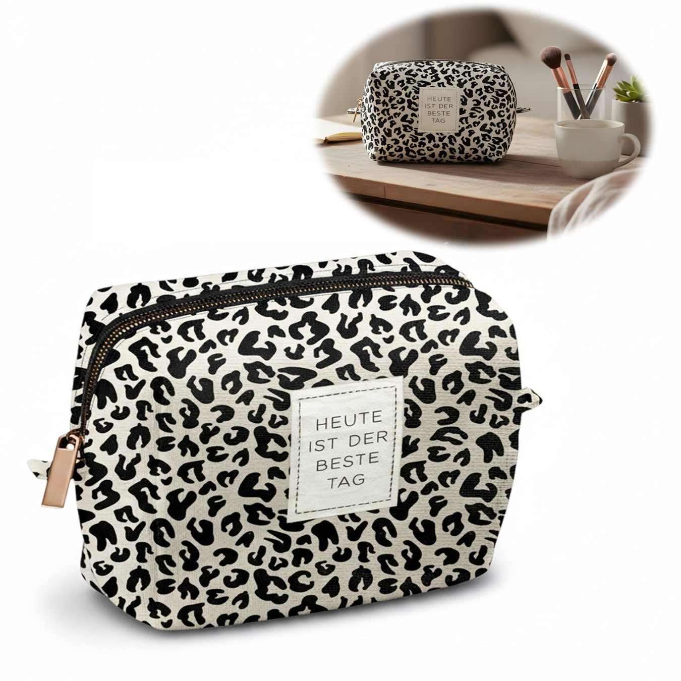 Kulturbeutel Kosmetiktasche Leo 14x11cm kleine Schminktasche Kulturtasche