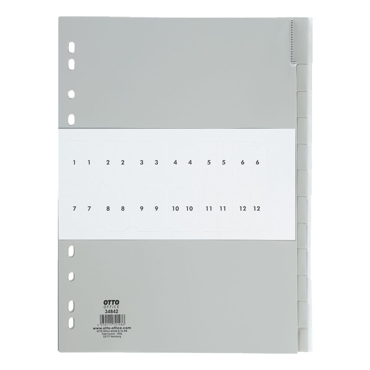 Otto Office Aktenordner, Register mit Fenstertaben, DIN A4, 12-tlg., Kunststoff