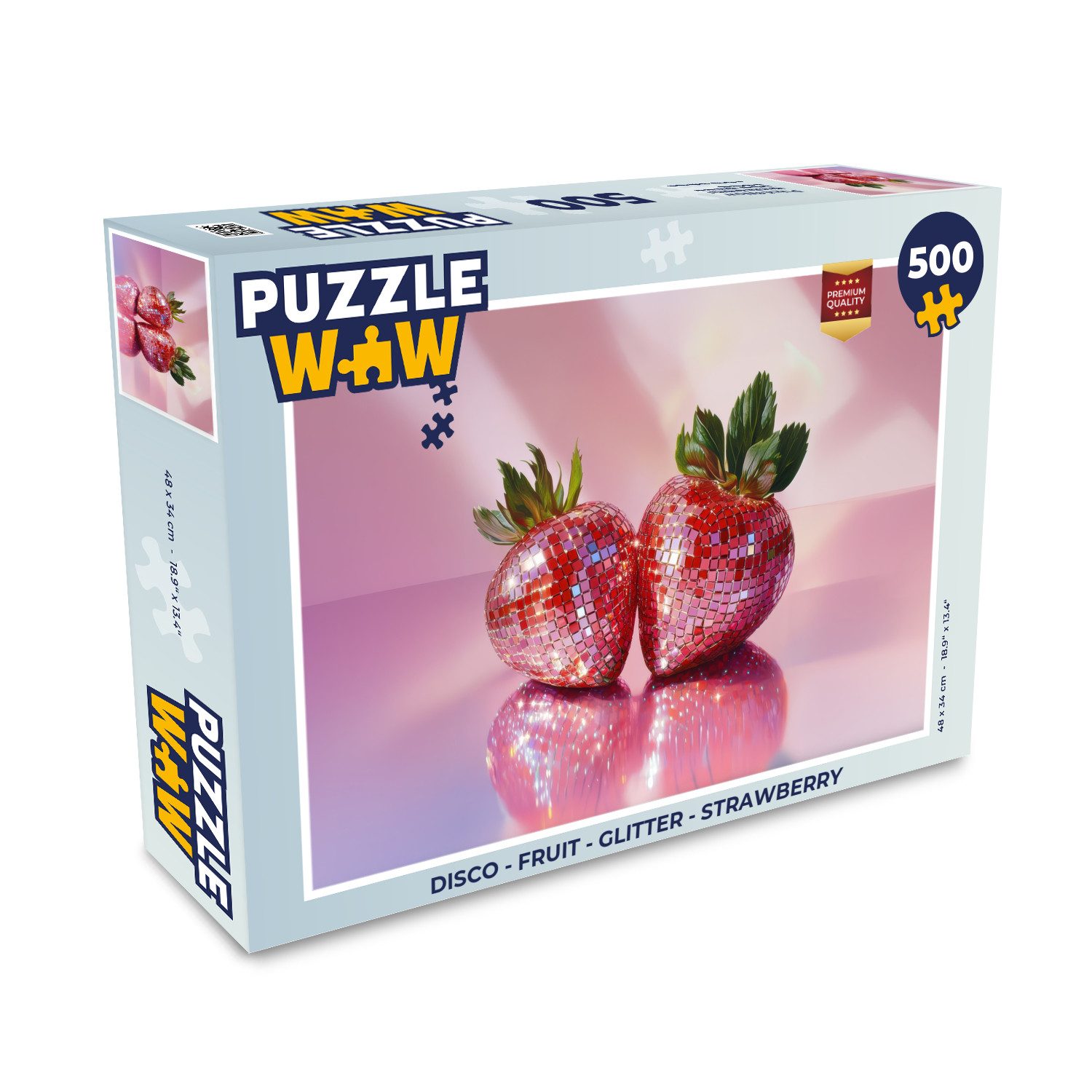 MuchoWow Puzzle Disco - Obst - Glitzer - Erdbeere, 500 Puzzleteile, Foto-Puzzle, Bilderrätsel, Puzzlespiele, Spielzeug