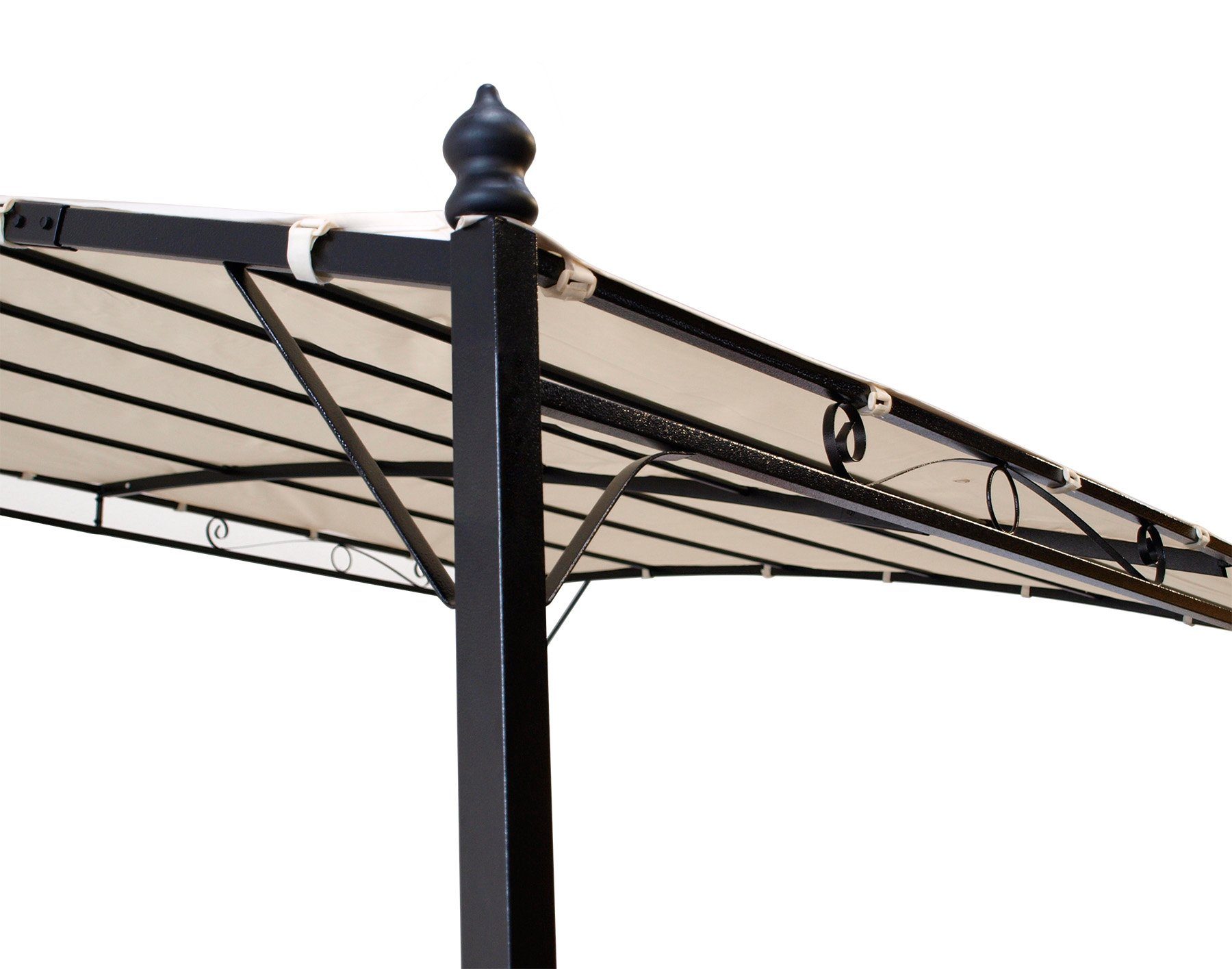 DEGAMO Anbaupavillon MANTOVA, 3 x 2,5 Meter, Gestell schwarz, Plane wasserdicht ecrufarben