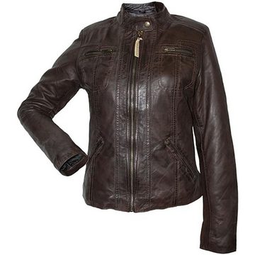 German Wear Lederjacke Trend 414J Damen Lederjacke Jacke aus Lamm Nappa Leder dunkelbraun