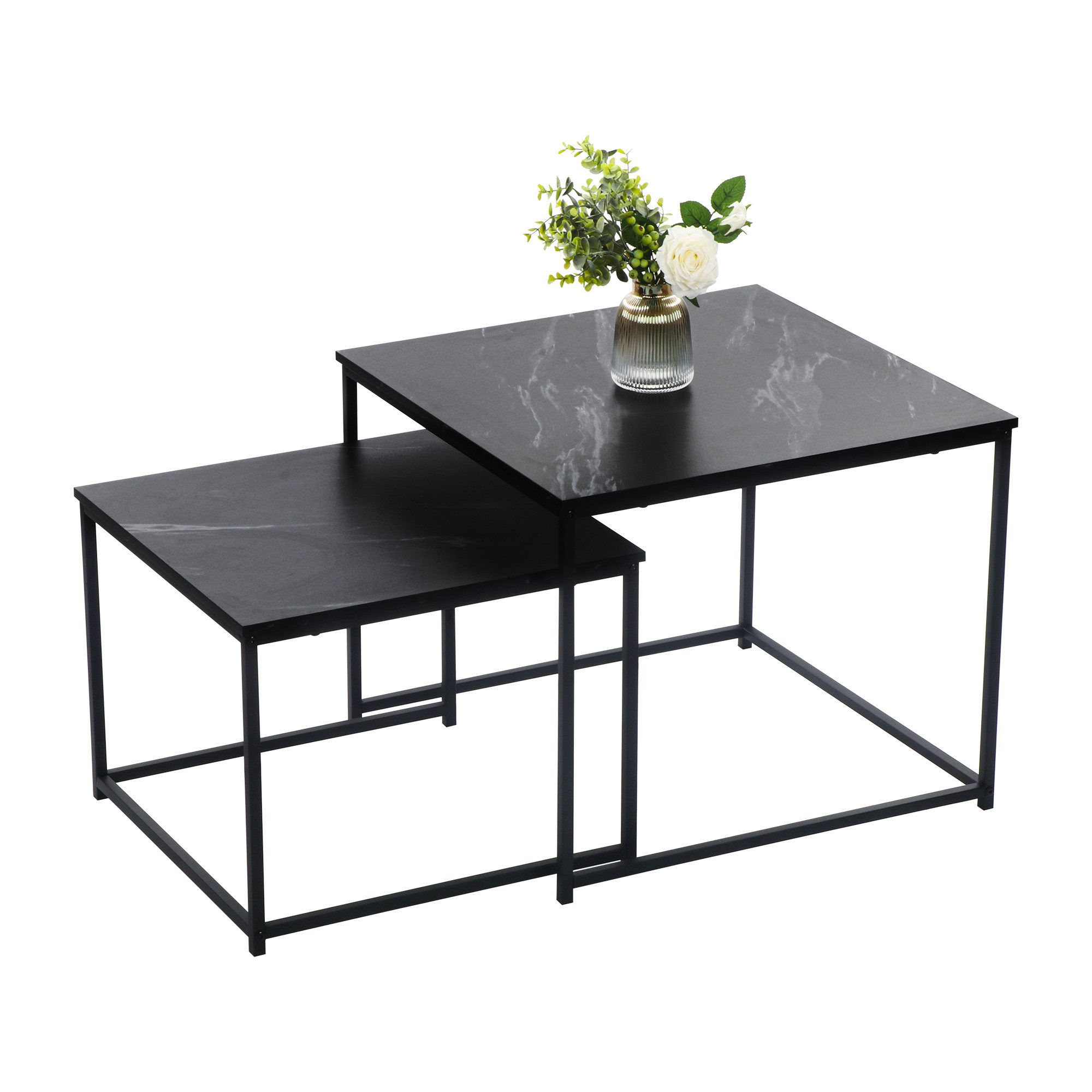 KAHOO Couchtisch Kaffeetisch mit Marmormuster (2er-Set), günstig online kaufen