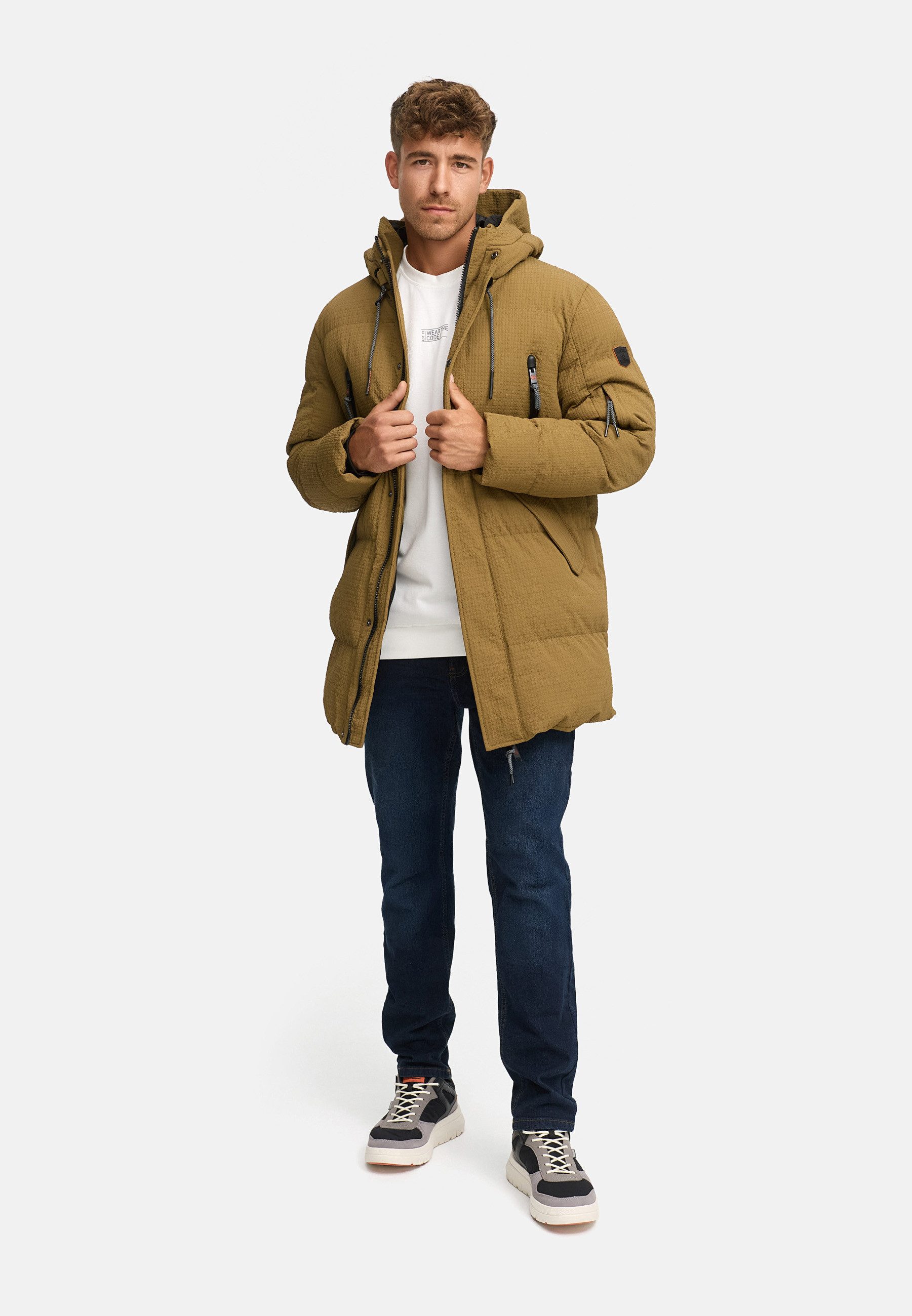 Indicode Wintermantel Herren INLondoy Jacke Winter Herrenjacke Parka mit markanter Struktur und Kapuze