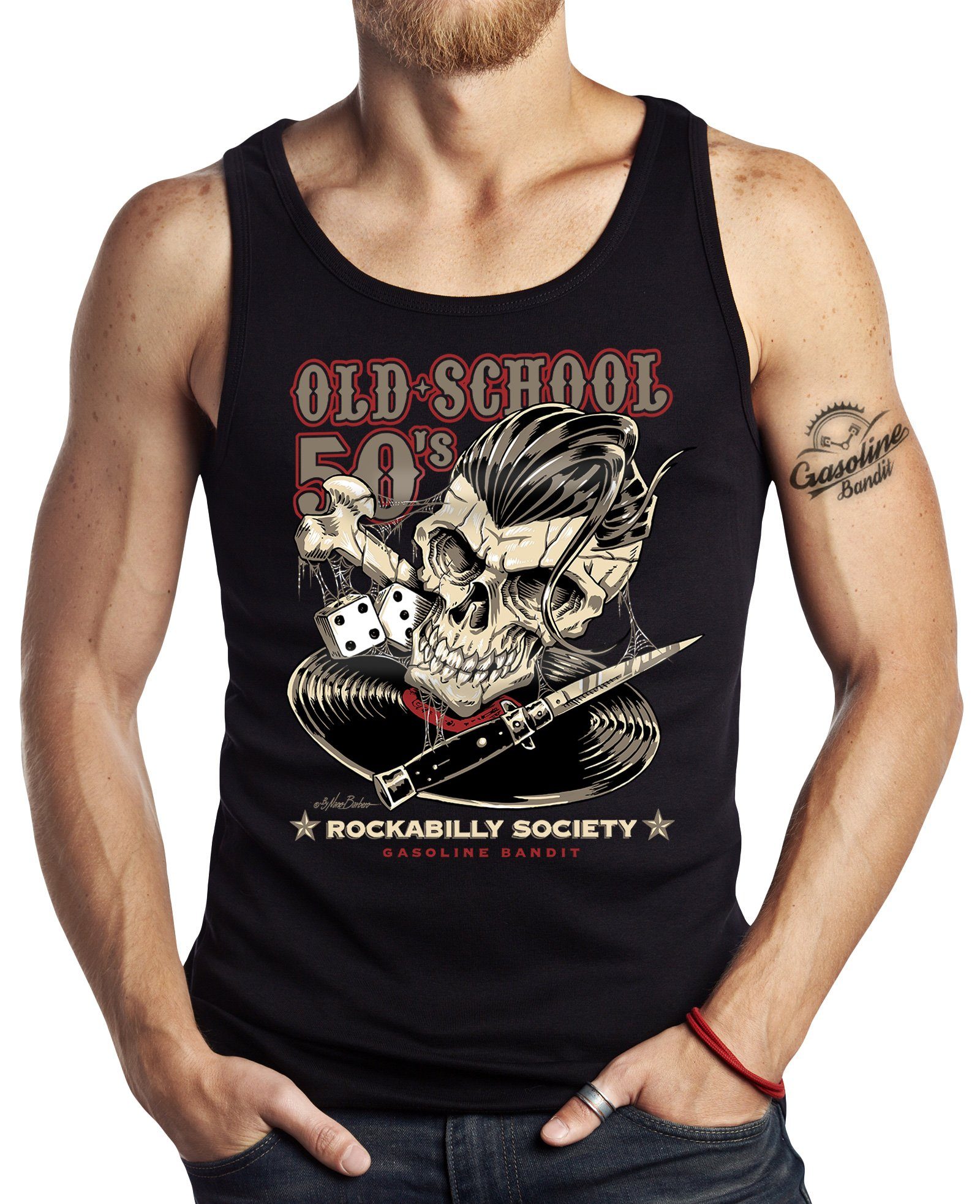 GASOLINE BANDIT® Tanktop Muskel Shirt für Rockabilly Hot Rod Racer Fans: Old School 50's