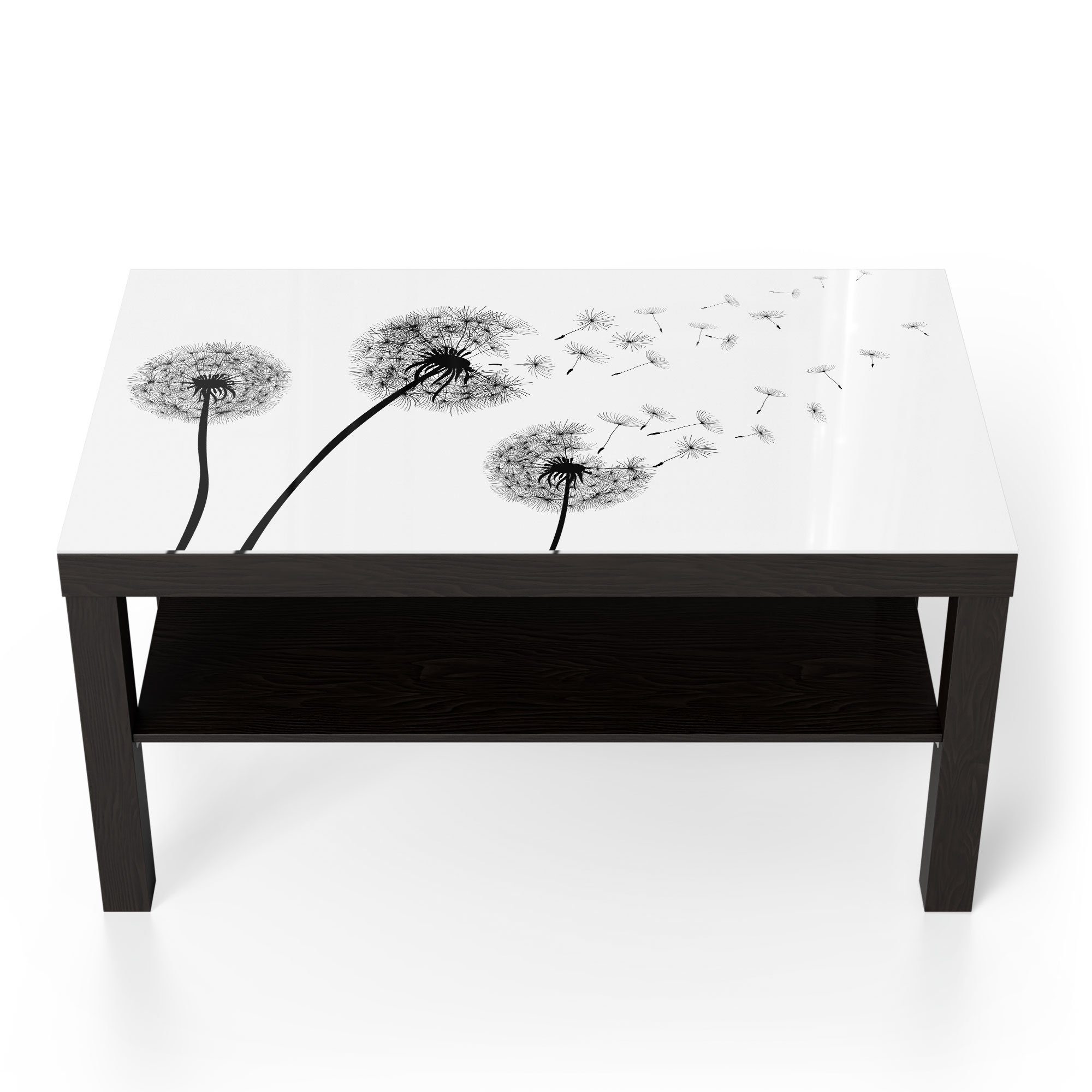 DEQORI Couchtisch 'Schwarze Pusteblumen', Glas Beistelltisch Glastisch modern