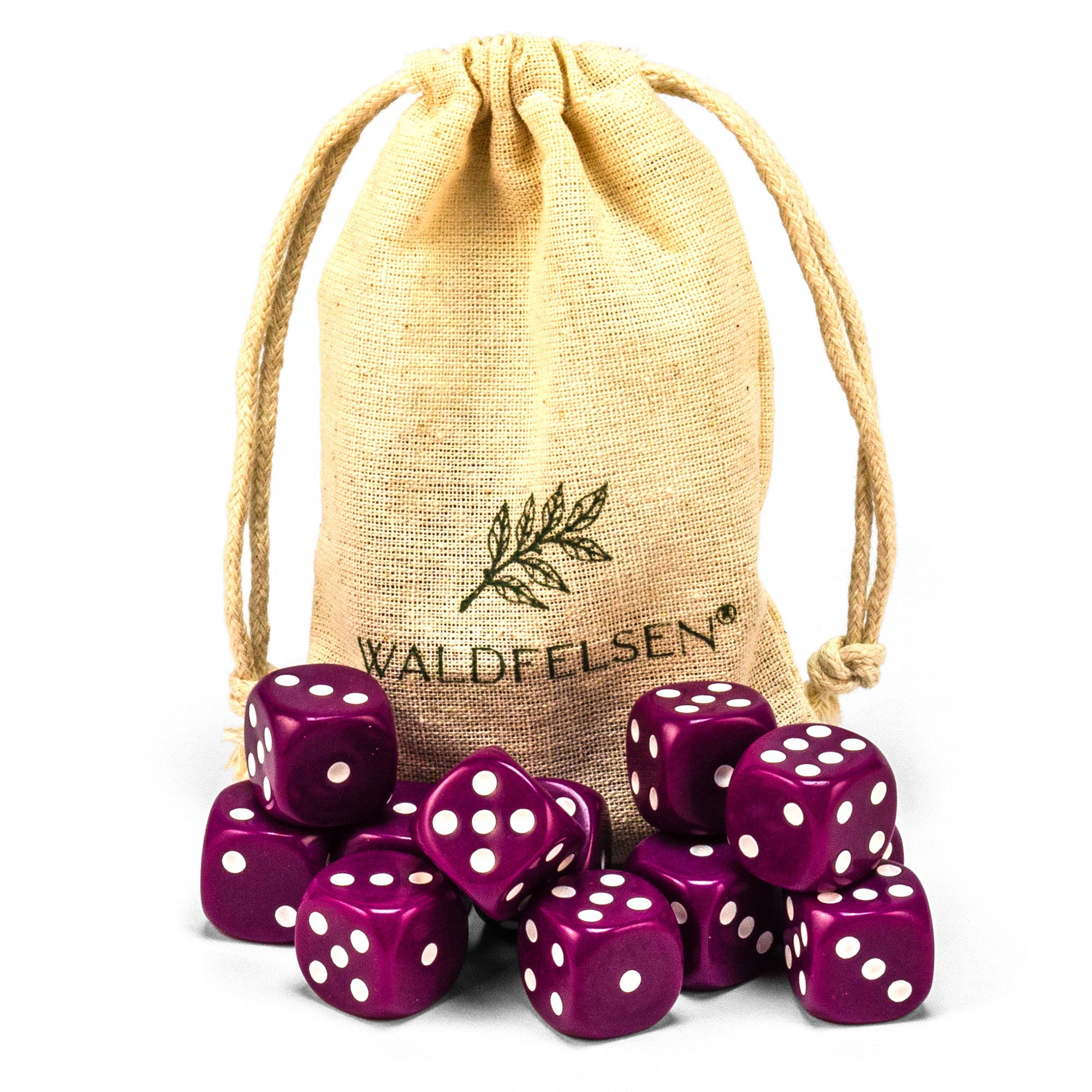 Waldfelsen Spiel – 2-50 Stk Standard Spielwürfel 16 mm Acrylwürfel Würfel bunt, Spielmaterial, Verschiedene Farben