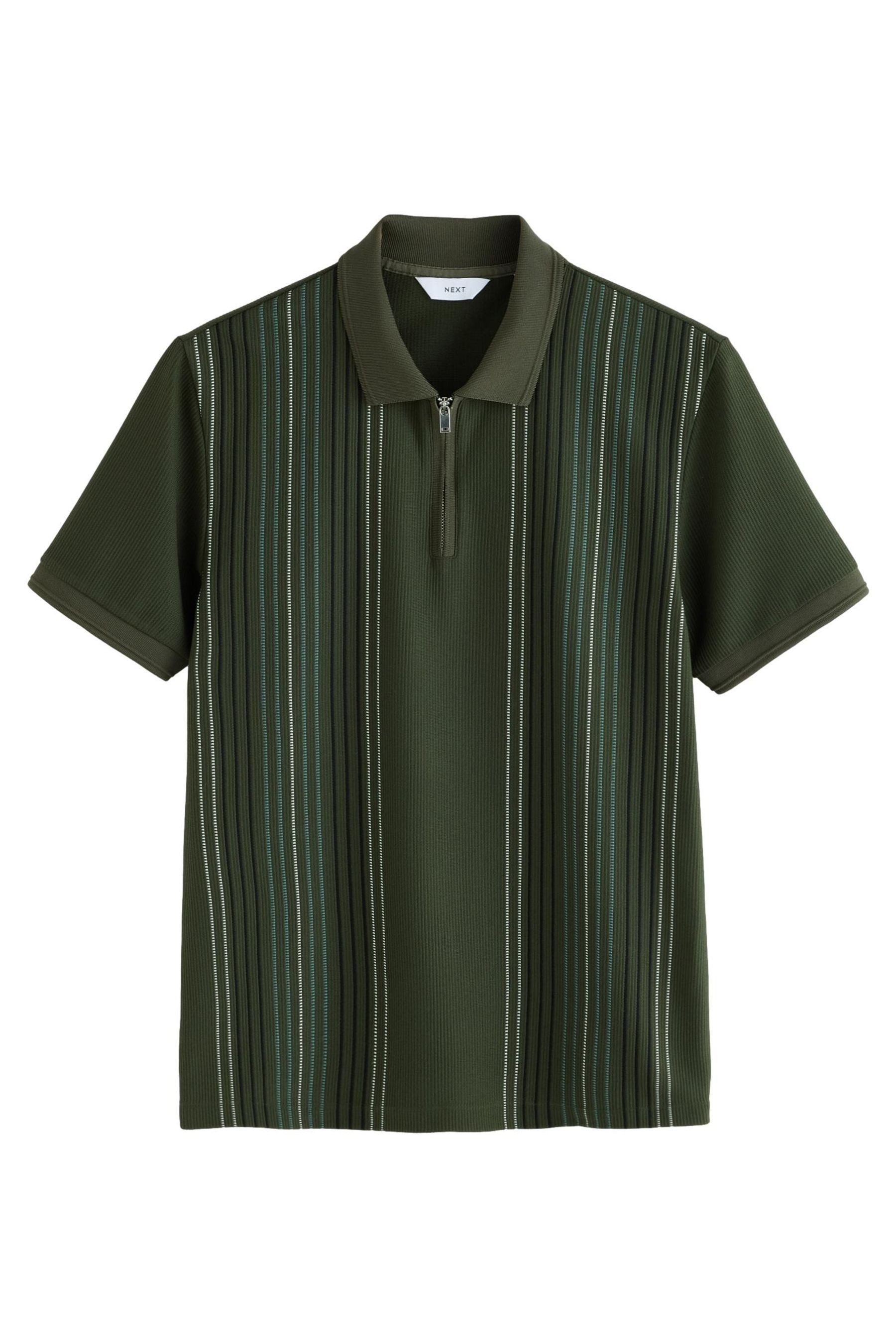 Next Poloshirt Polohemd mit RV-Kragen und vertikalen Streifen (1-tlg)