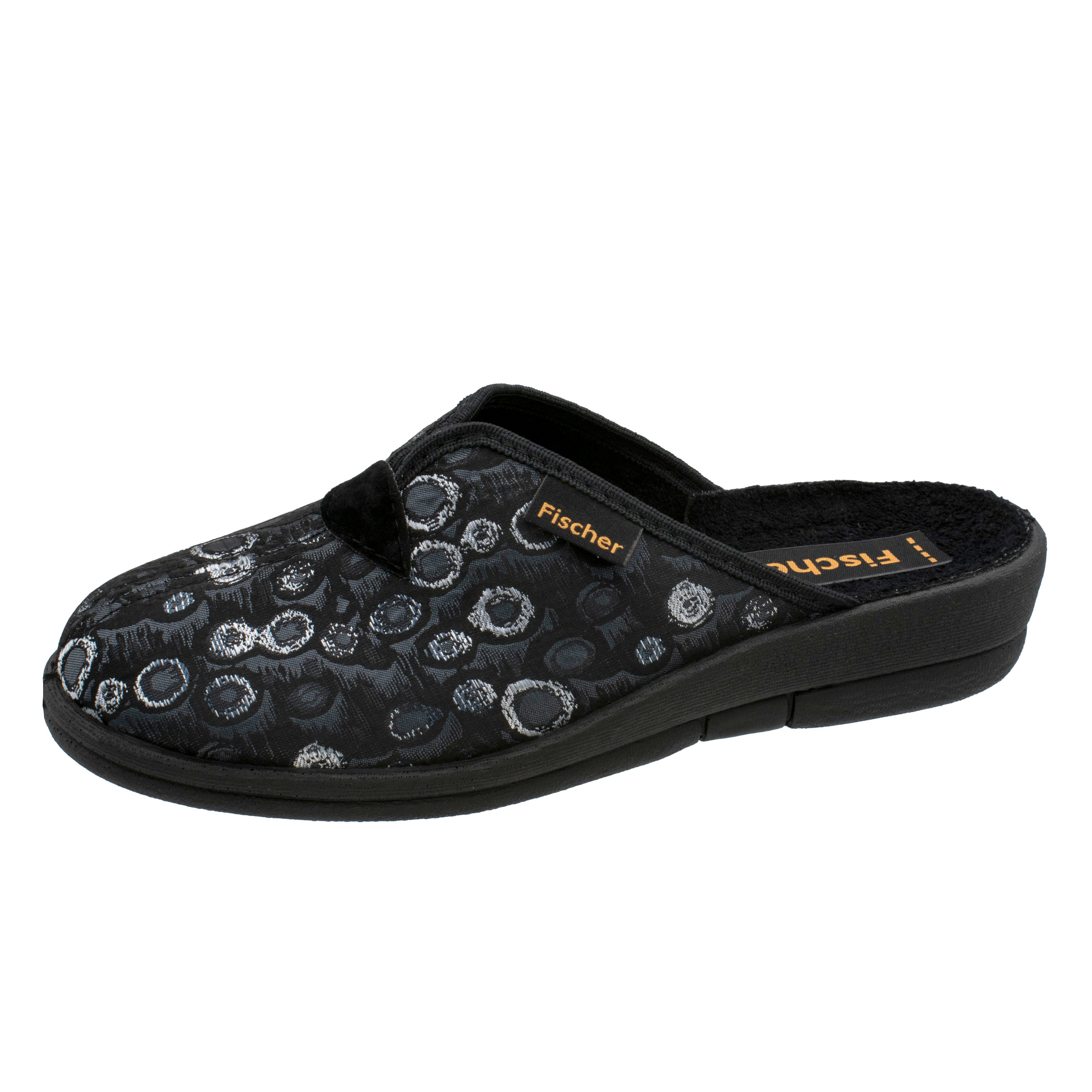 Fischer-Markenschuh Dora Pantoffel mit Frotteefutter, Weite H, V-Schnitt
