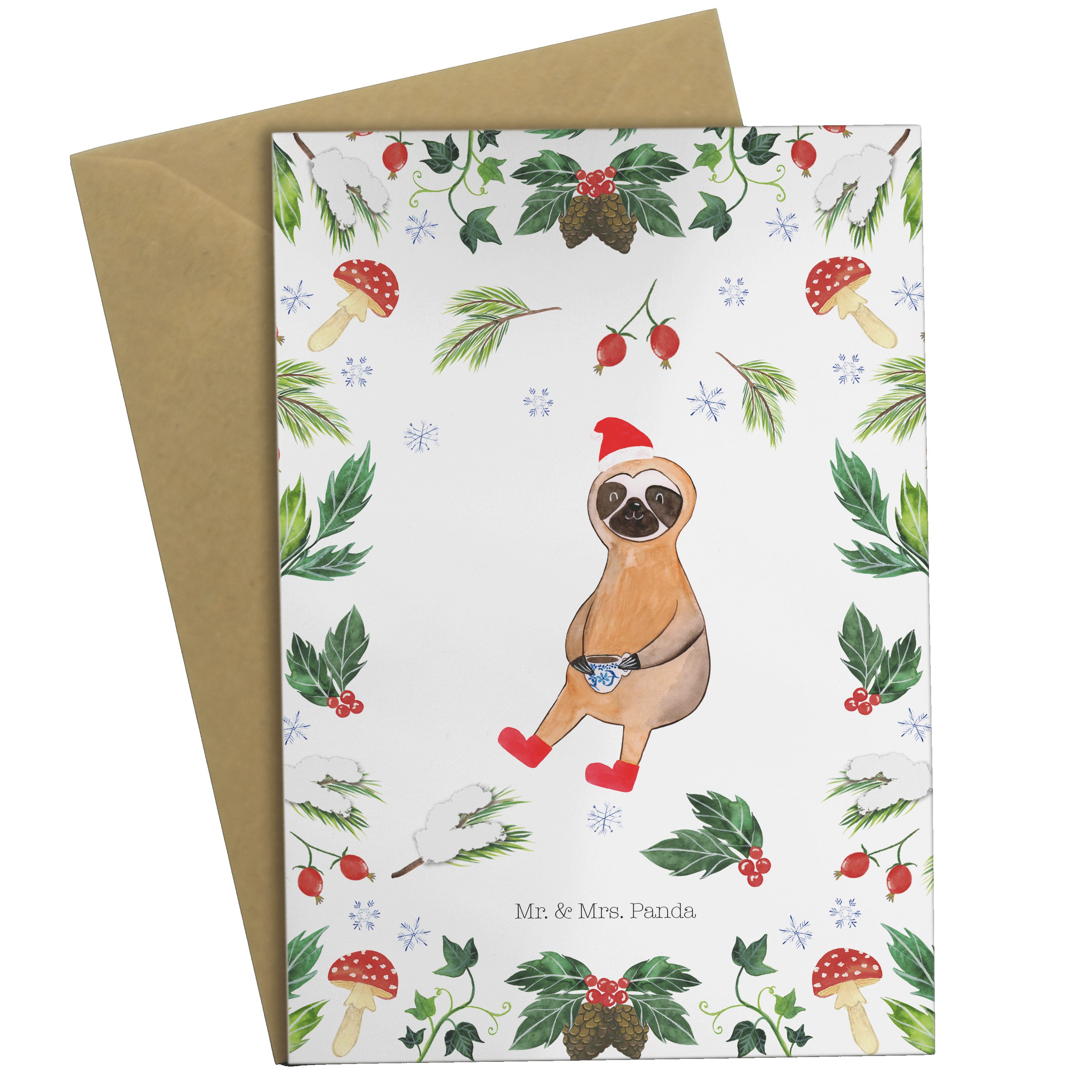 Mr. & Grußkarte Kakao Geburtstagskarte, Faultier Weiß - - Heiligabend, Geschenk, Kart Panda Mrs