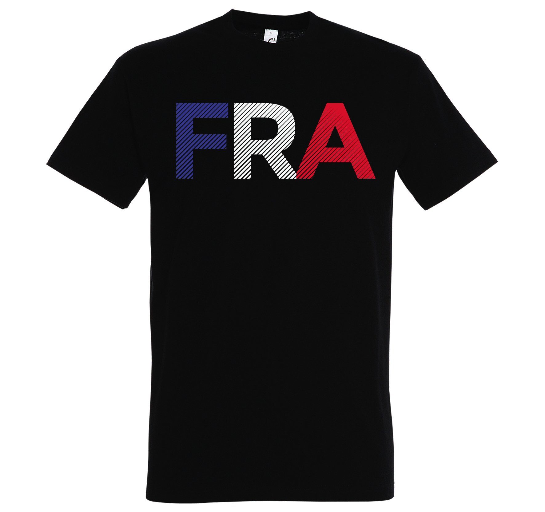 mit Schwarz T-Shirt im Frontdruck Fußball T-Shirt Frankreich Youth Trendigem Herren FRA Designz Look