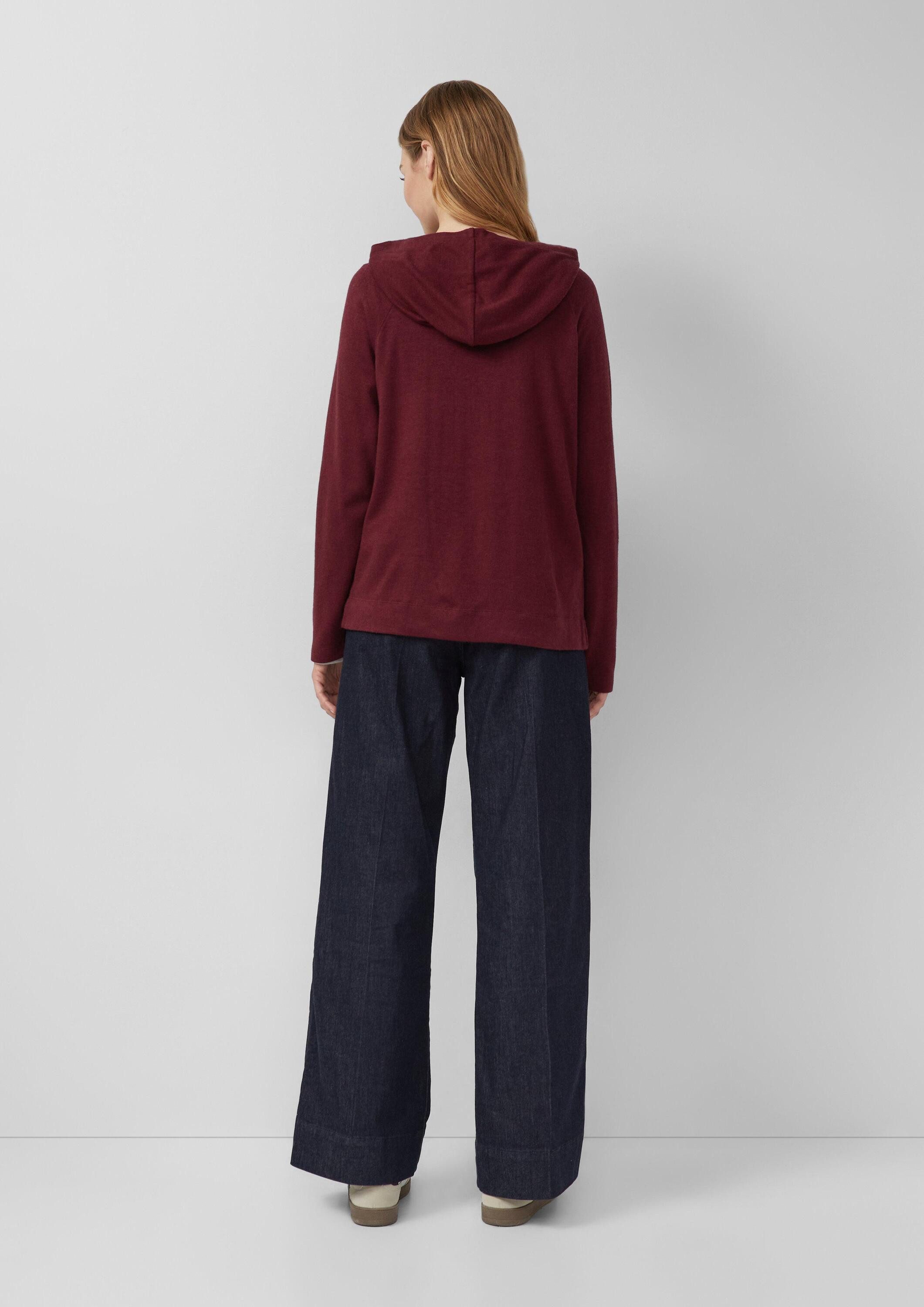 s.Oliver Longpullover T-Shirt Meliertes Longsleeve aus Stretchjersey mit Kapuze