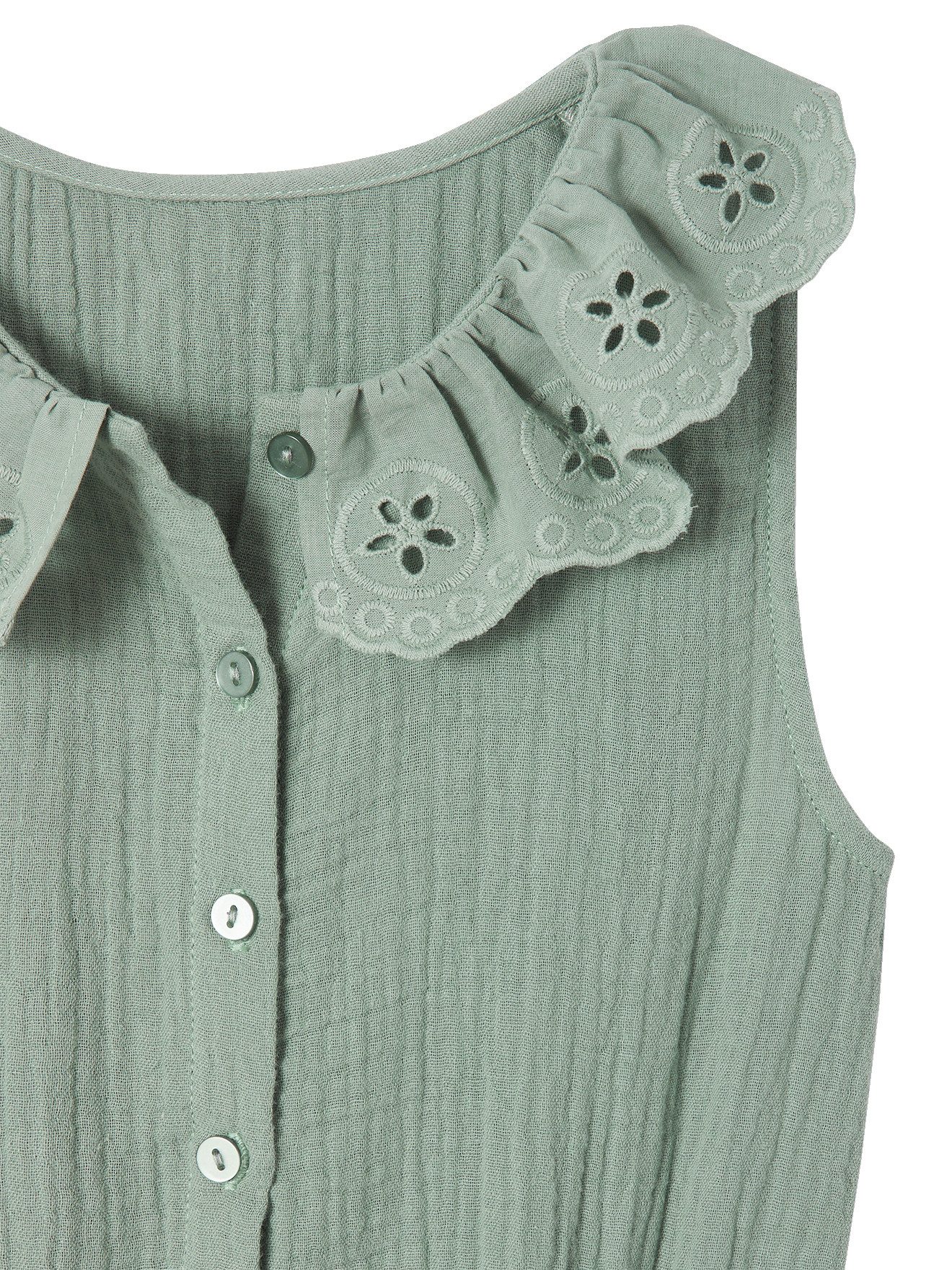 vertbaudet Jumpsuit Mädchen Jumpsuit aus Musselin, bestickter Kragen