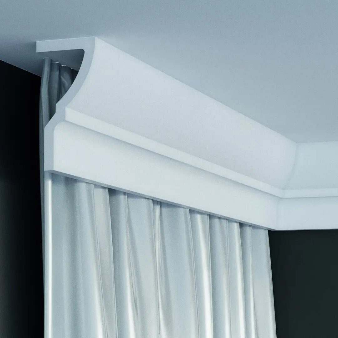 PROVISTON Stuckleiste Polyurethan, 100 x 50 x 2000 mm, Weiß, Deckenleiste, Kleben, Polyurethan, 1-St.