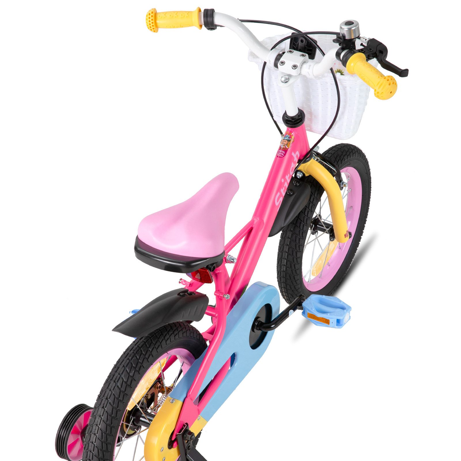 JOYSTAR Kinderfahrrad Macarons 12 14 16 18 Zoll fahrrad für 2-9 jährige Mädchen & Jungen, mit Korb,Stützrädern, Kotflügel, Korb, Fahrradklingel, Reflektorplatte