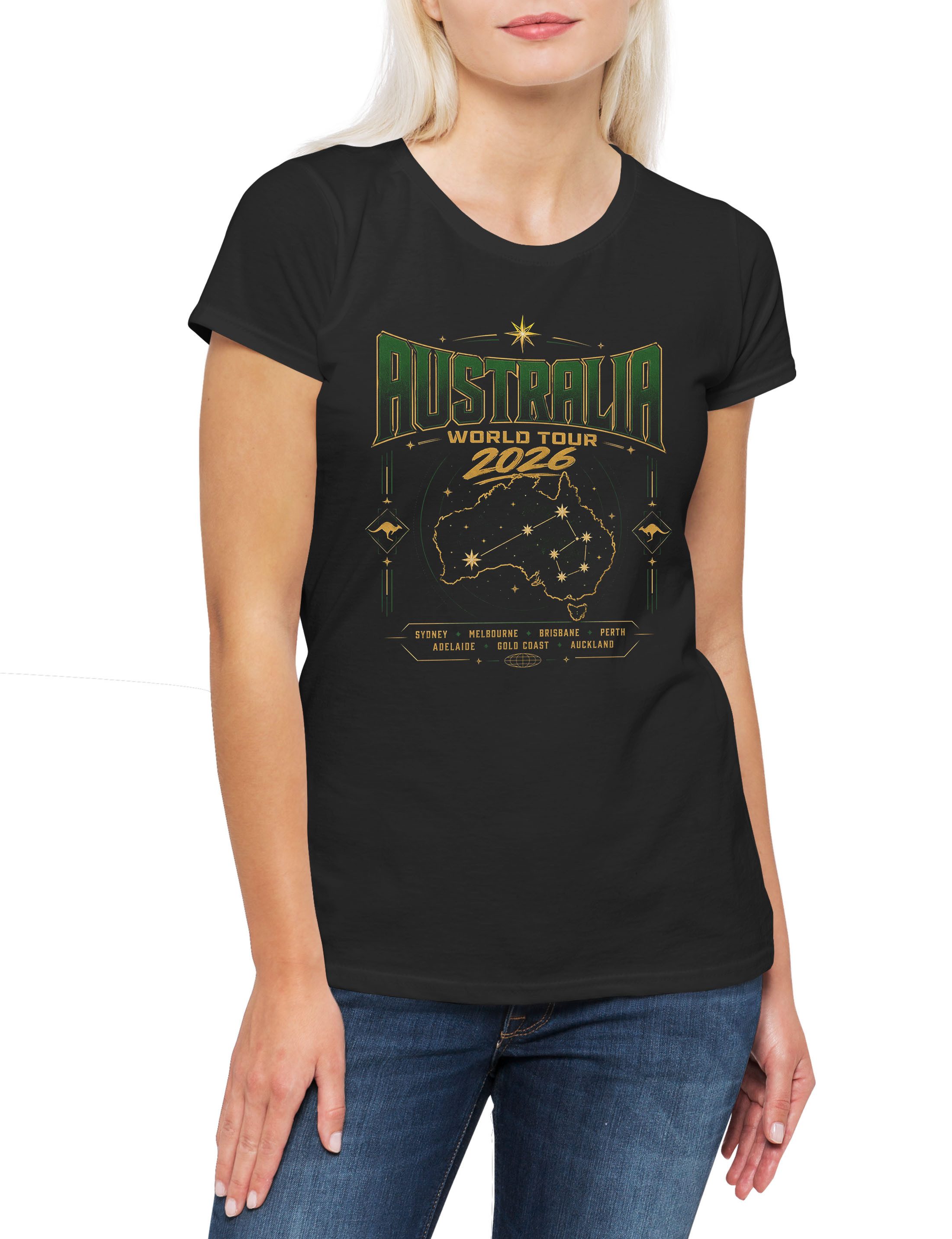 Urban Backwoods Print-Shirt Team Australia 2 Damen T-Shirt Australien Outback Sydney Fußball WM (1-tlg) Soccer Football Turnier 2026
