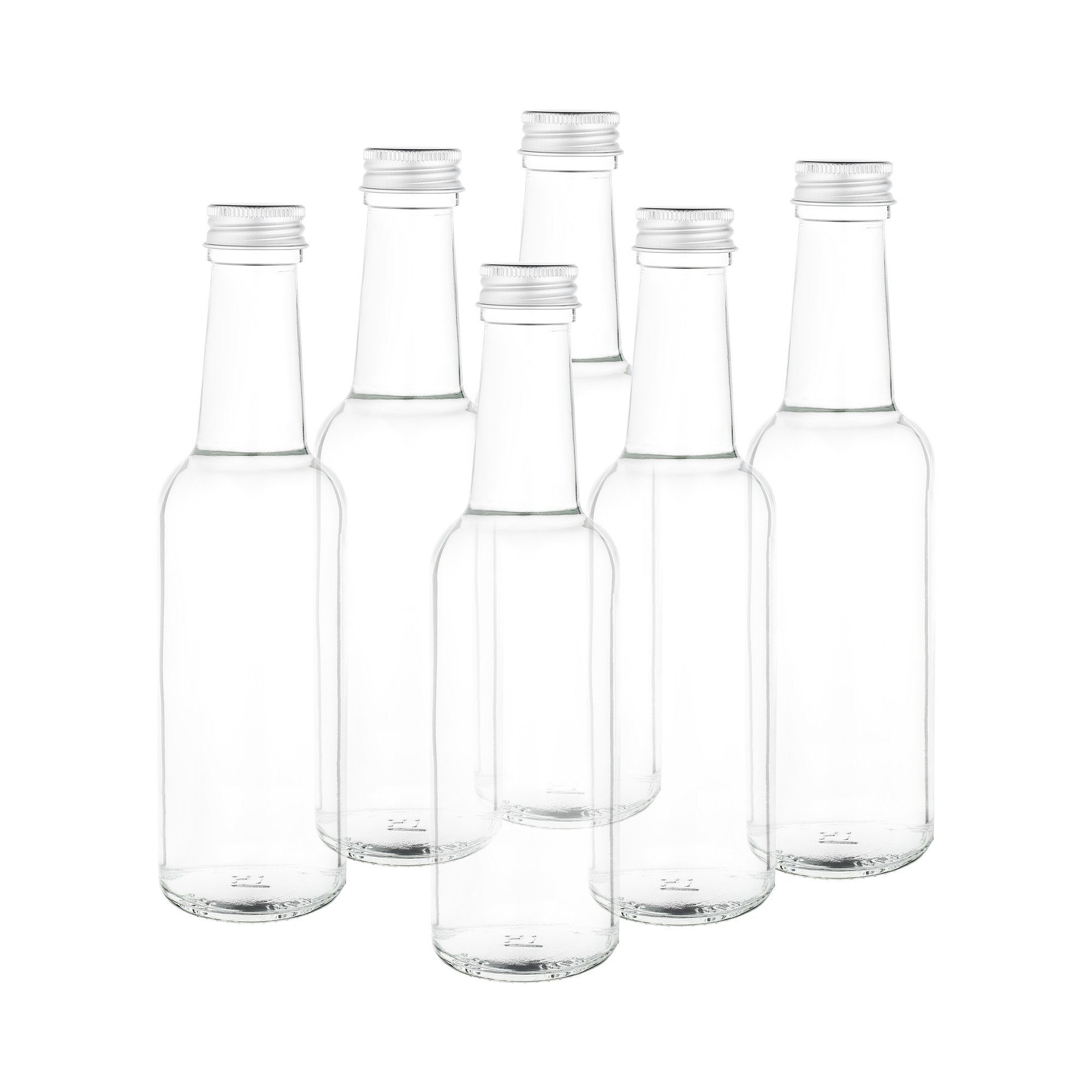 Deckel MamboCat Set 28 Aluminium, + Schraubverschluss 250ml 6er Glas PP Flasche Vorratsglas