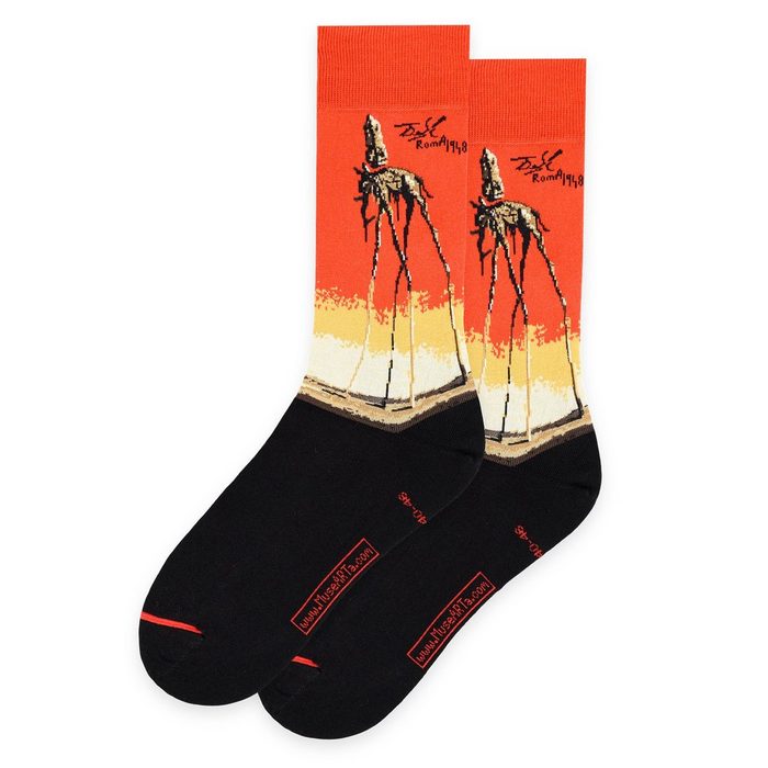 MuseARTa Langsocken Salvador Dalí - Die Elefanten (Packung 1-Paar 1 Paar) Kunstwerke Socken Strümpfe Herren oder Damen Socken Kunst-Motiv