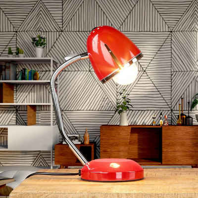 Licht-Erlebnisse Schreibtischlampe »POCATELLO«, ohne Leuchtmittel, Tischleuchte Retro Design Rot flexibel verstellbar E27 36 cm Metall
