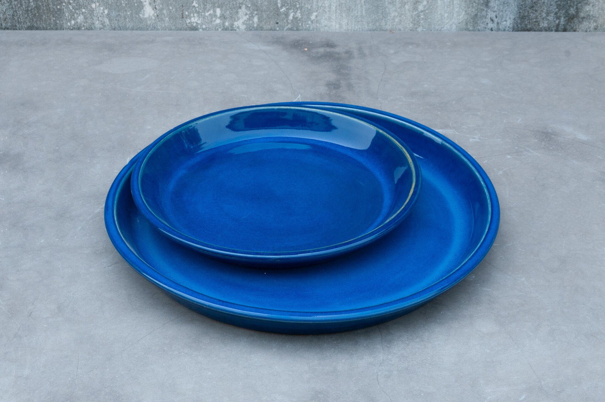 Teramico Blumentopfuntersetzer Pflanzteller Keramik Blau Royal Frostfest 40cm Vogeltränke, 100