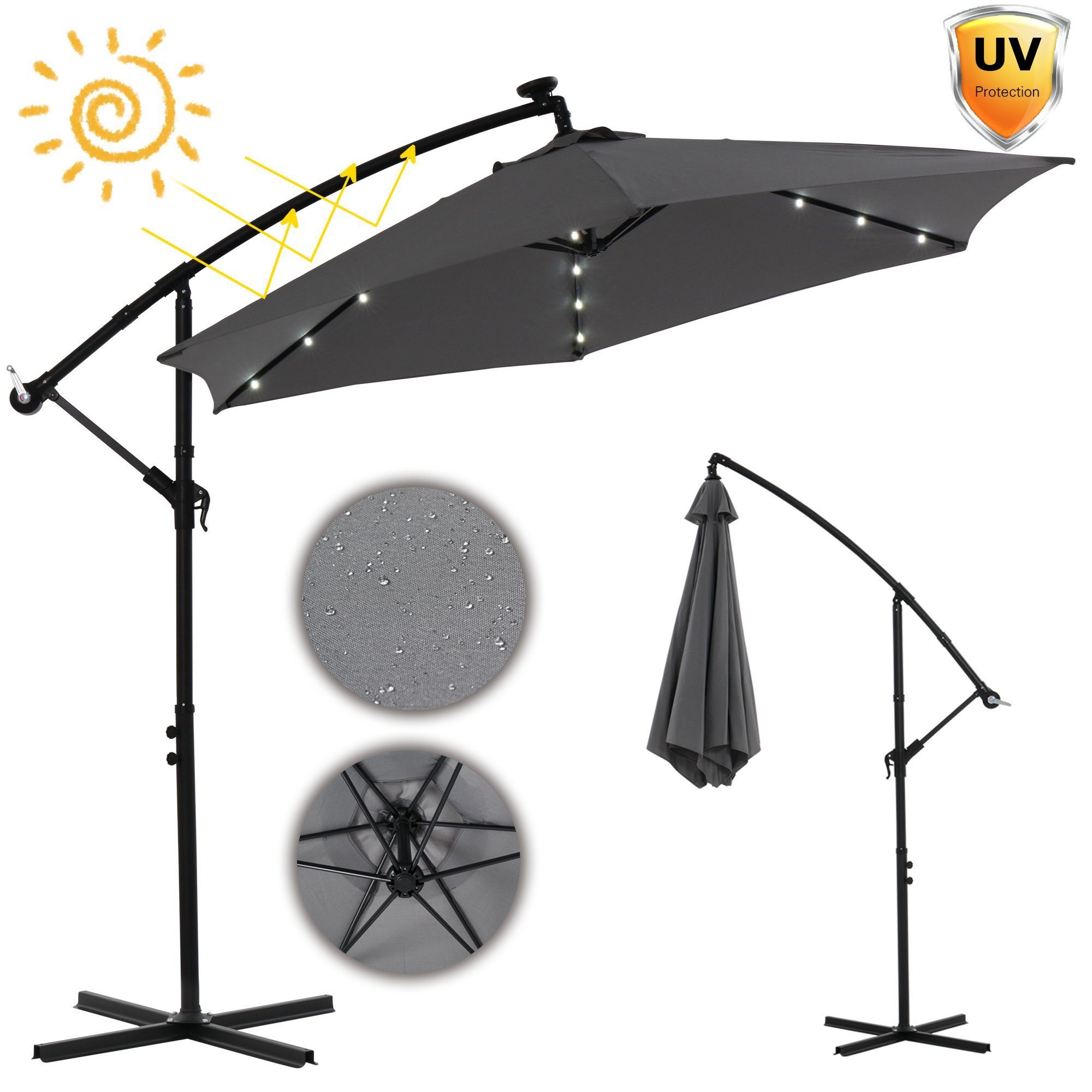 Mucola Sonnenschirm Sonnenschirm Kurbelschirm Ø 300 günstig online kaufen