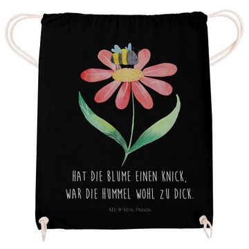 Mr. & Mrs. Panda Sporttasche Hummel Blume - Schwarz - Geschenk, Tasche, Gute Laune, Beutel, Tiere, (1-tlg), Weiche Kordel