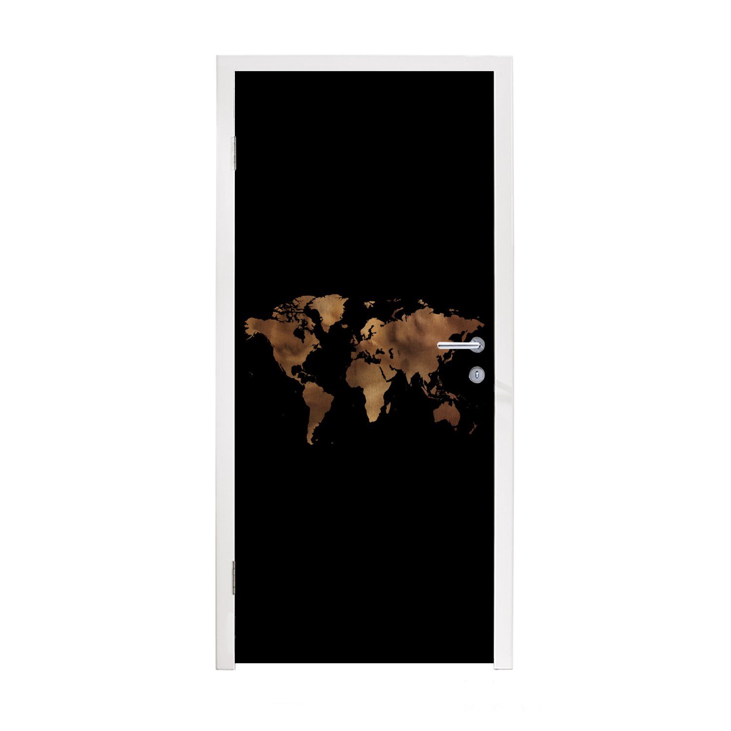 MuchoWow Türtapete Weltkarte - Stoff - Karte, Matt, bedruckt, (1 St), Fototapete für Tür, Türaufkleber, 75x205 cm