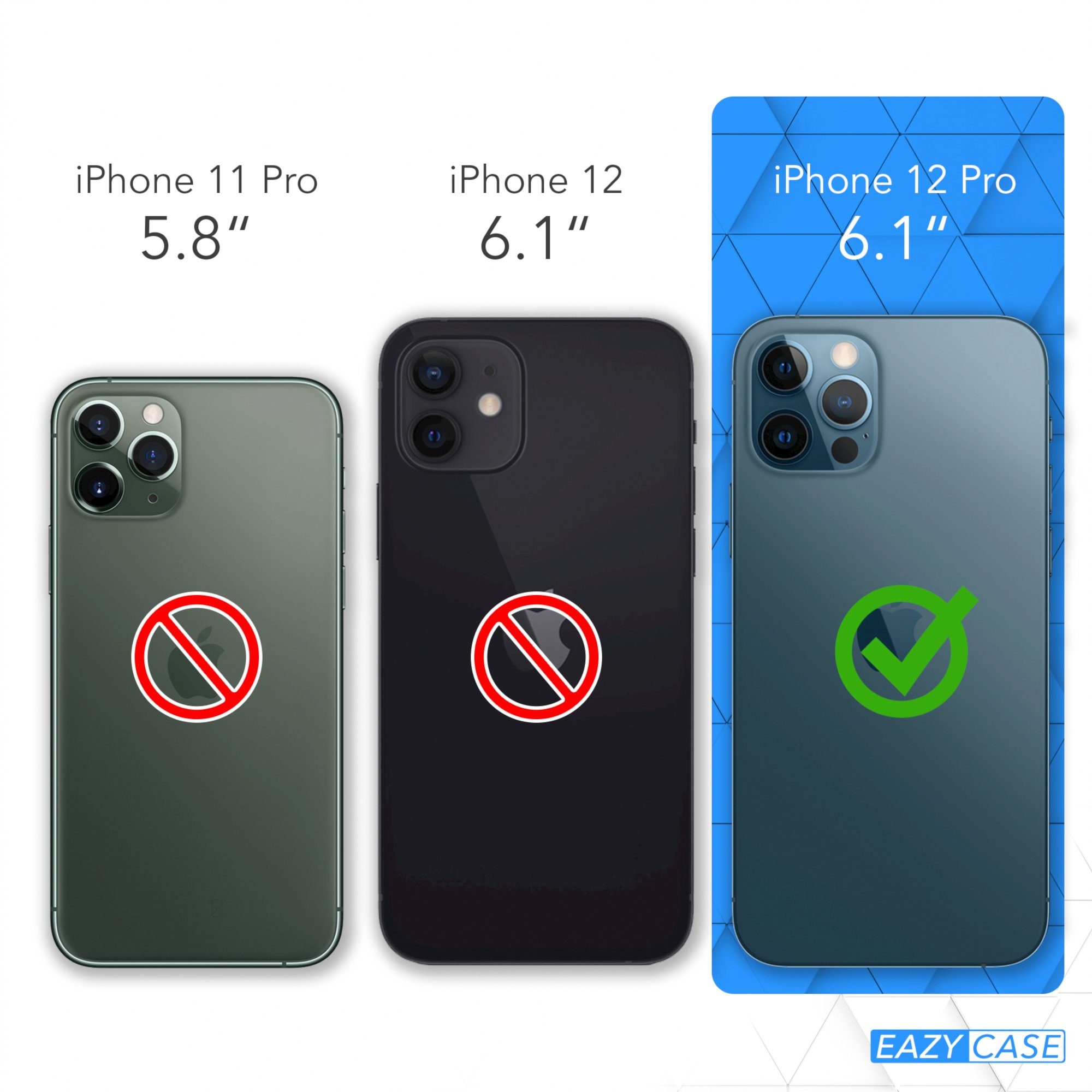 EAZY CASE Handykette Runde Kette für Apple iPhone 12 Pro 6,1 Zoll, Hülle mit Band 2in1 Handyband Etui Case mit Kordel Altrosa Koralle