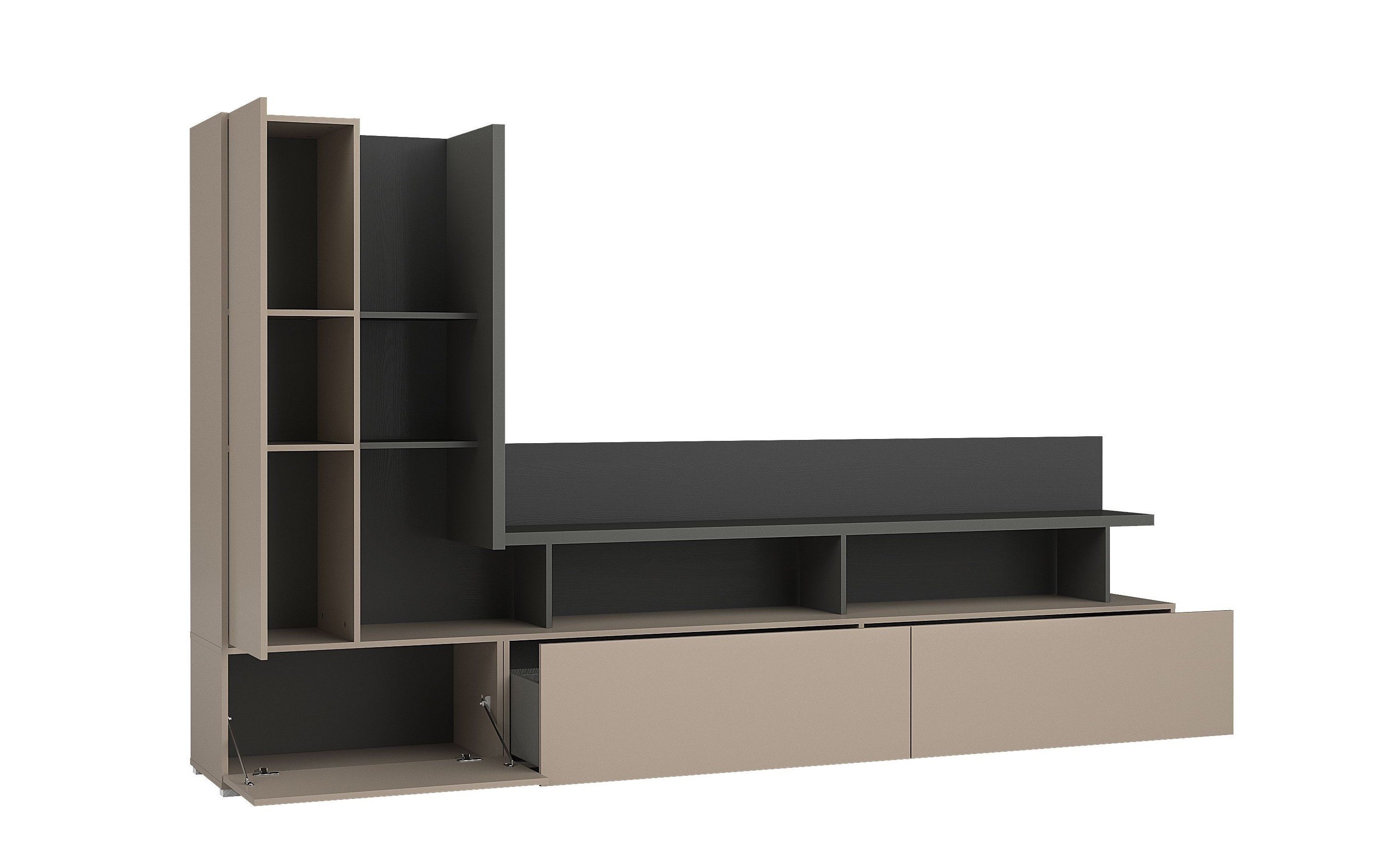 99rooms Wohnwand Rio, (Wohnmöbel, Wohnzimmer-Set), Modern Design, mit 2 Schubladen, 5 offene Fächer, 2 Fächer