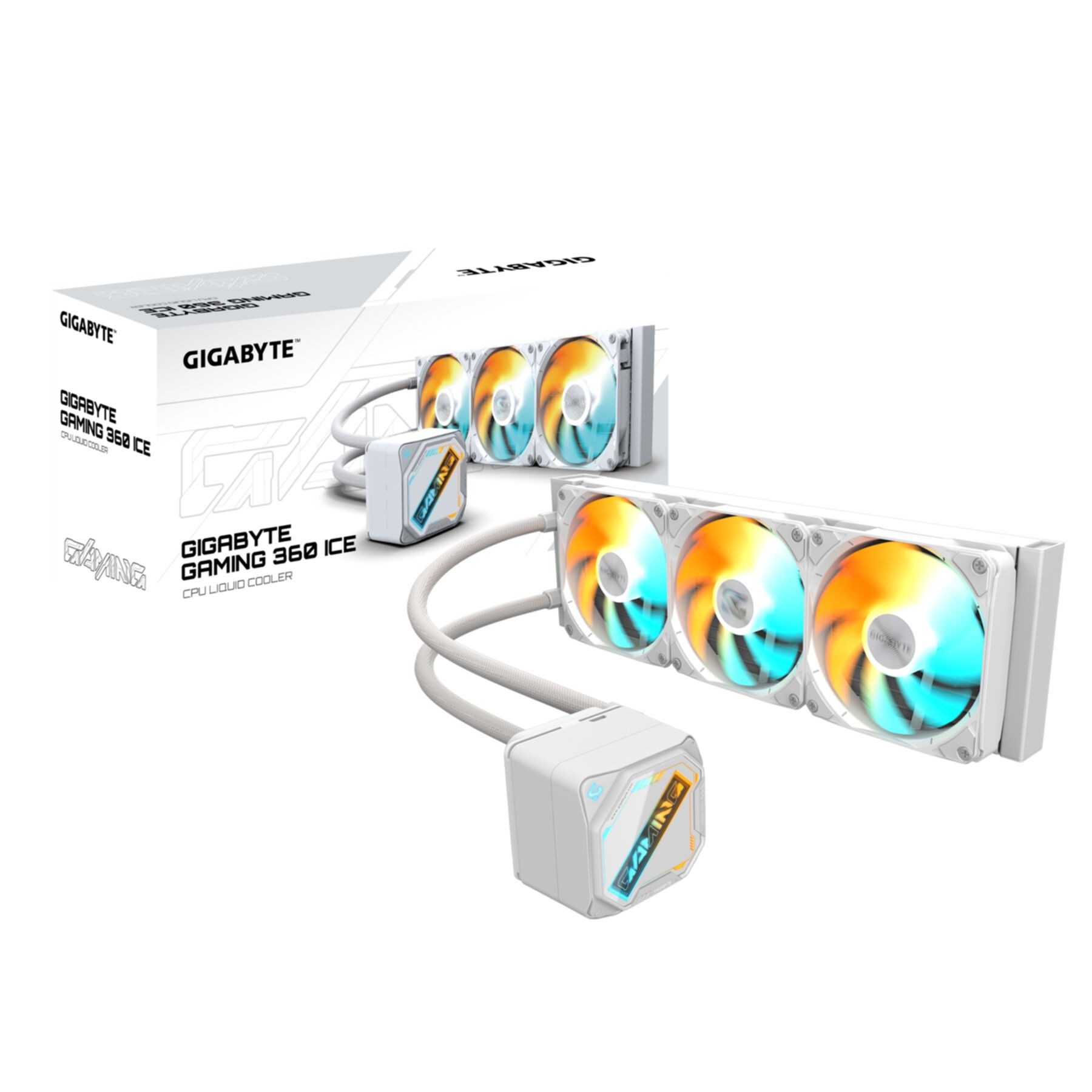 Gigabyte Gehäuselüfter GAMING 360 ICE Flüssigkeitskühler für CPU - 3x120 mm ARGB-Lüfter, Schi
