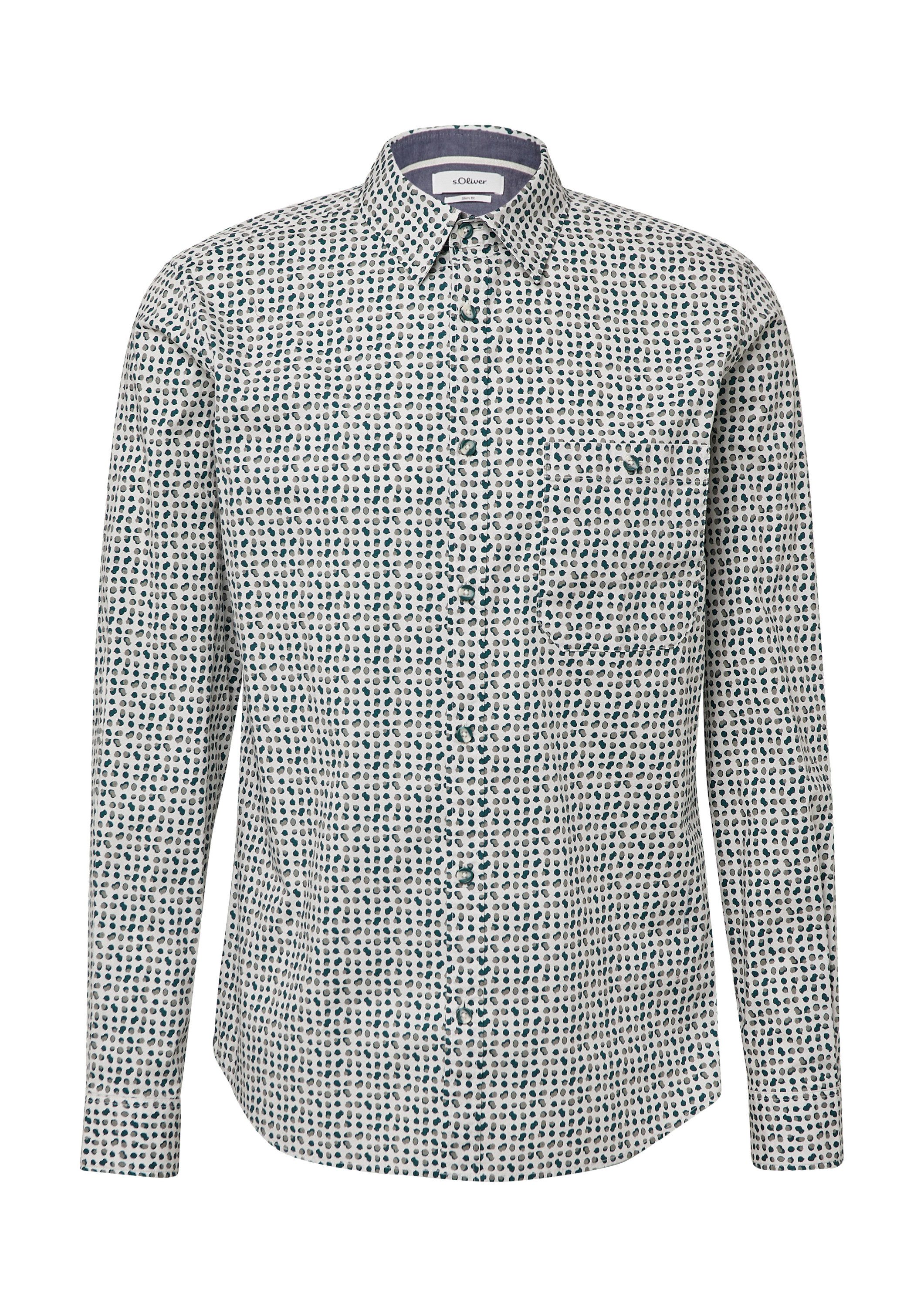 s.Oliver Langarmhemd Hemd Slim Fit: Gemustertes Hemd aus Baumwollstretch günstig online kaufen