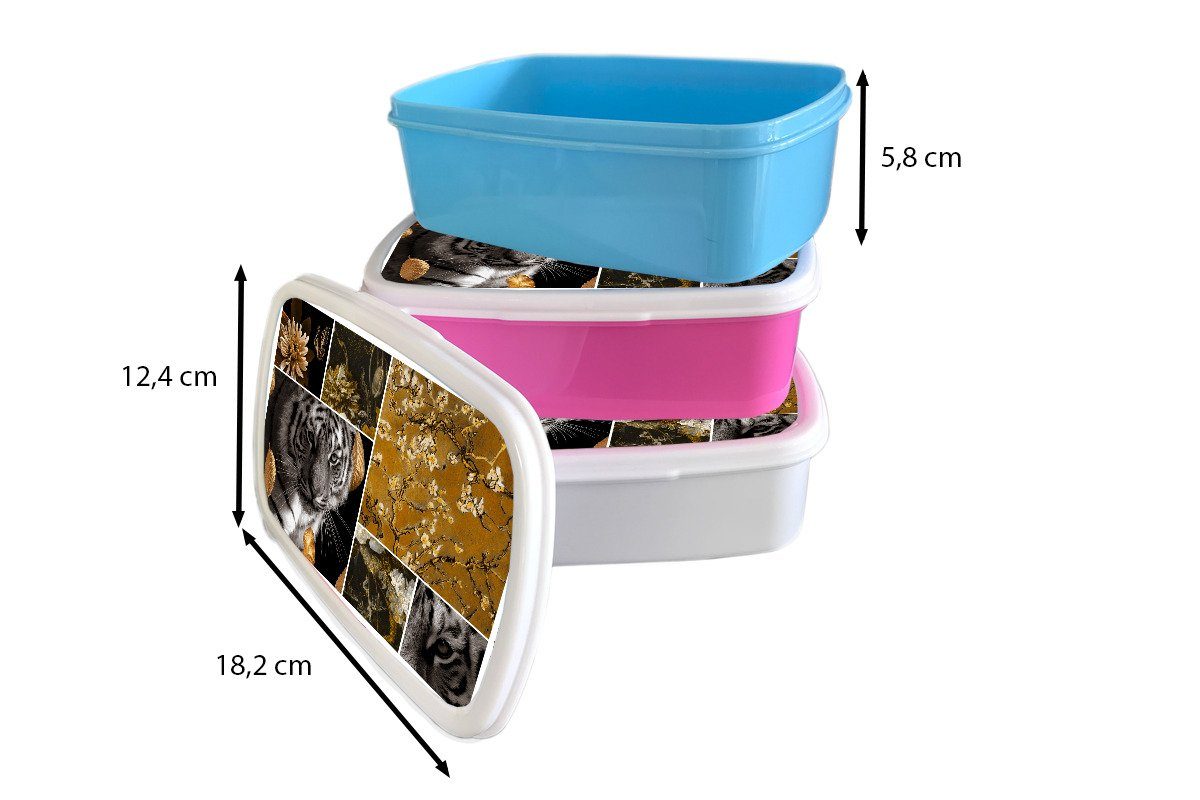 (2-tlg), Gold Kunststoff Brotbox Mädchen, - Lunchbox Glitter, Kunststoff, Kunst Erwachsene, für Kinder, Brotdose rosa Snackbox, Schwarz - MuchoWow -