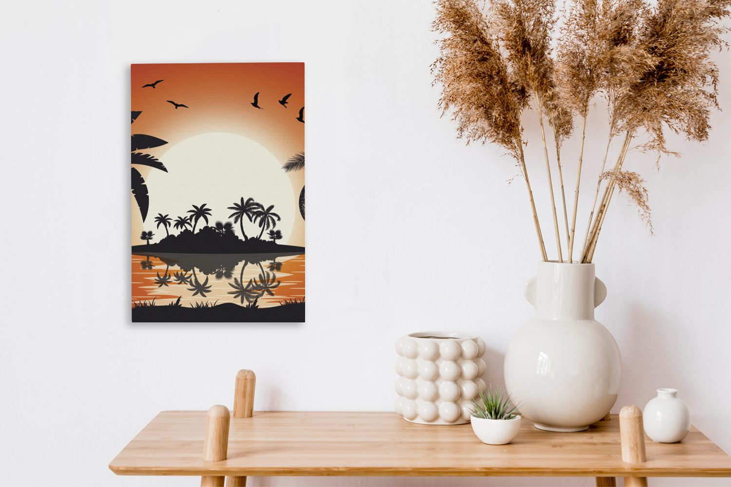 Gemälde, cm Zackenaufhänger, - Insel Sonne OneMillionCanvasses® St), Leinwandbild inkl. fertig Meer, (1 - 20x30 Leinwandbild bespannt