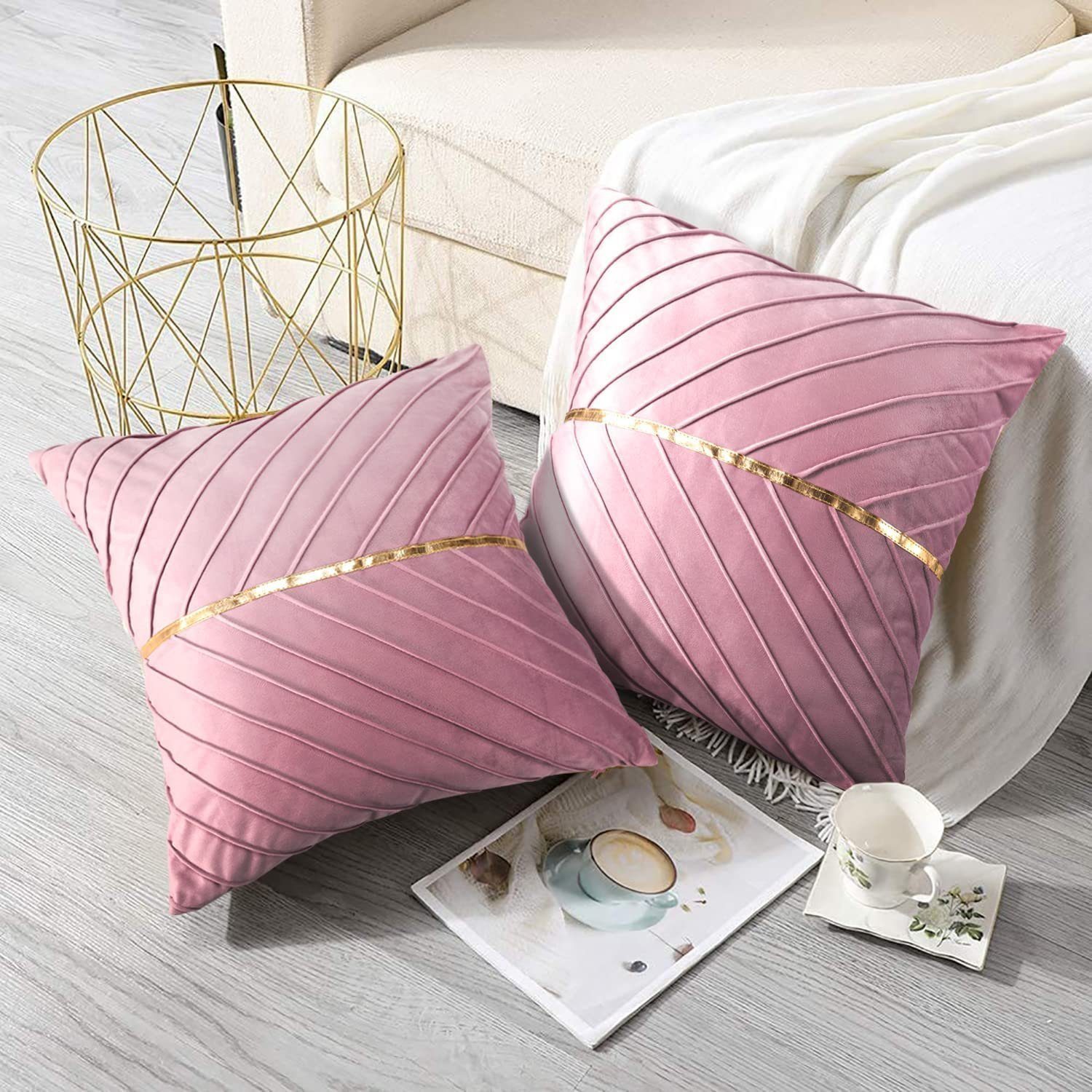 BYSURE Kissenbezüge, (2 Stück), samt Golden Patchwork Kissenbezug 45x45cm günstig online kaufen