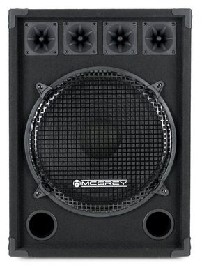 McGrey PA Komplettset DJ Anlage Party-Lautsprecher (Bluetooth, 800 W, Partyboxen 38cm (15 zoll) Subwoofer 2-Wege System - inkl. Endstufe)